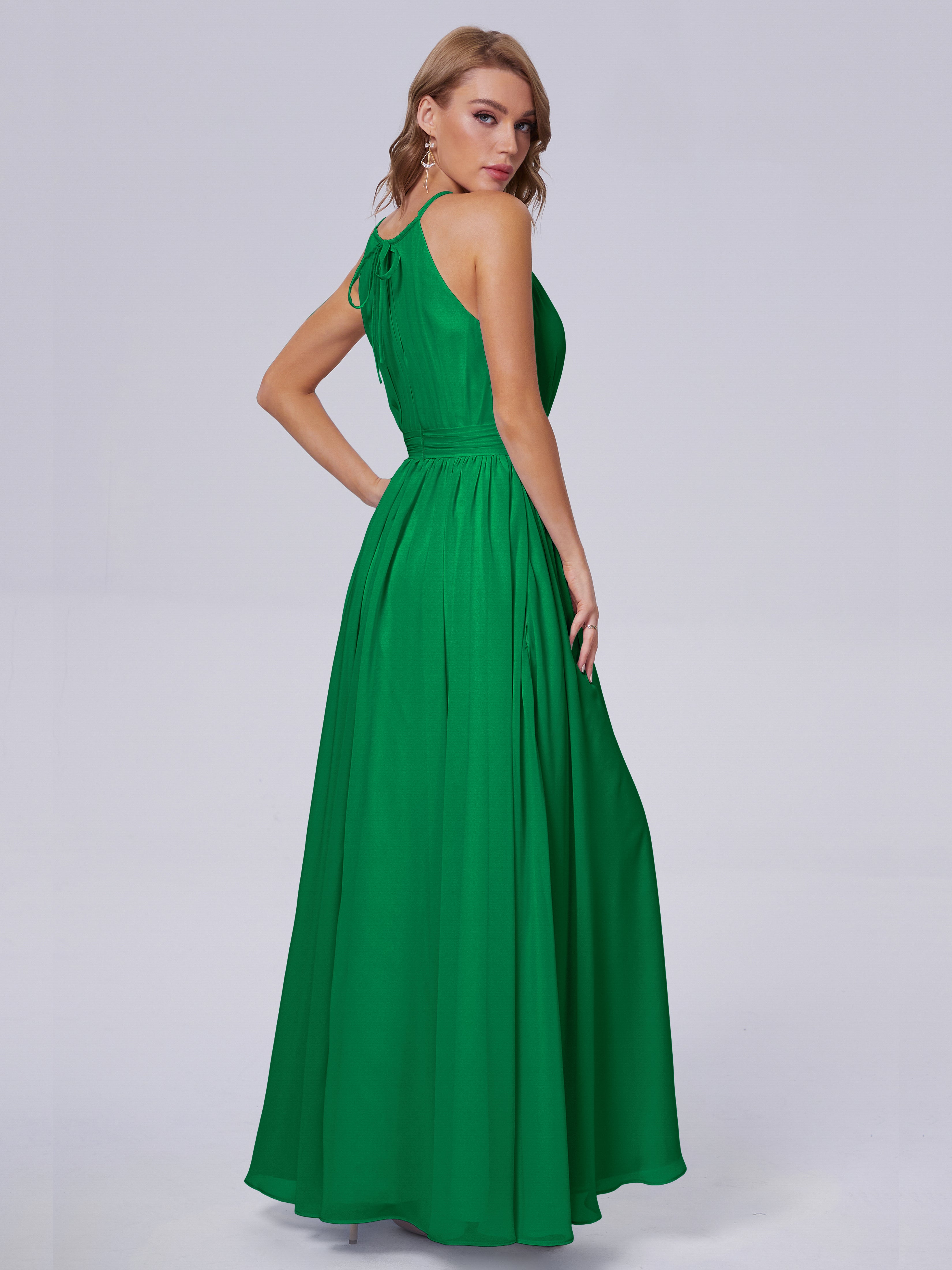Robe Demoiselle D Honneur Emeraude Brillante Licou Mousseline Robes Demoiselle D'Honneur