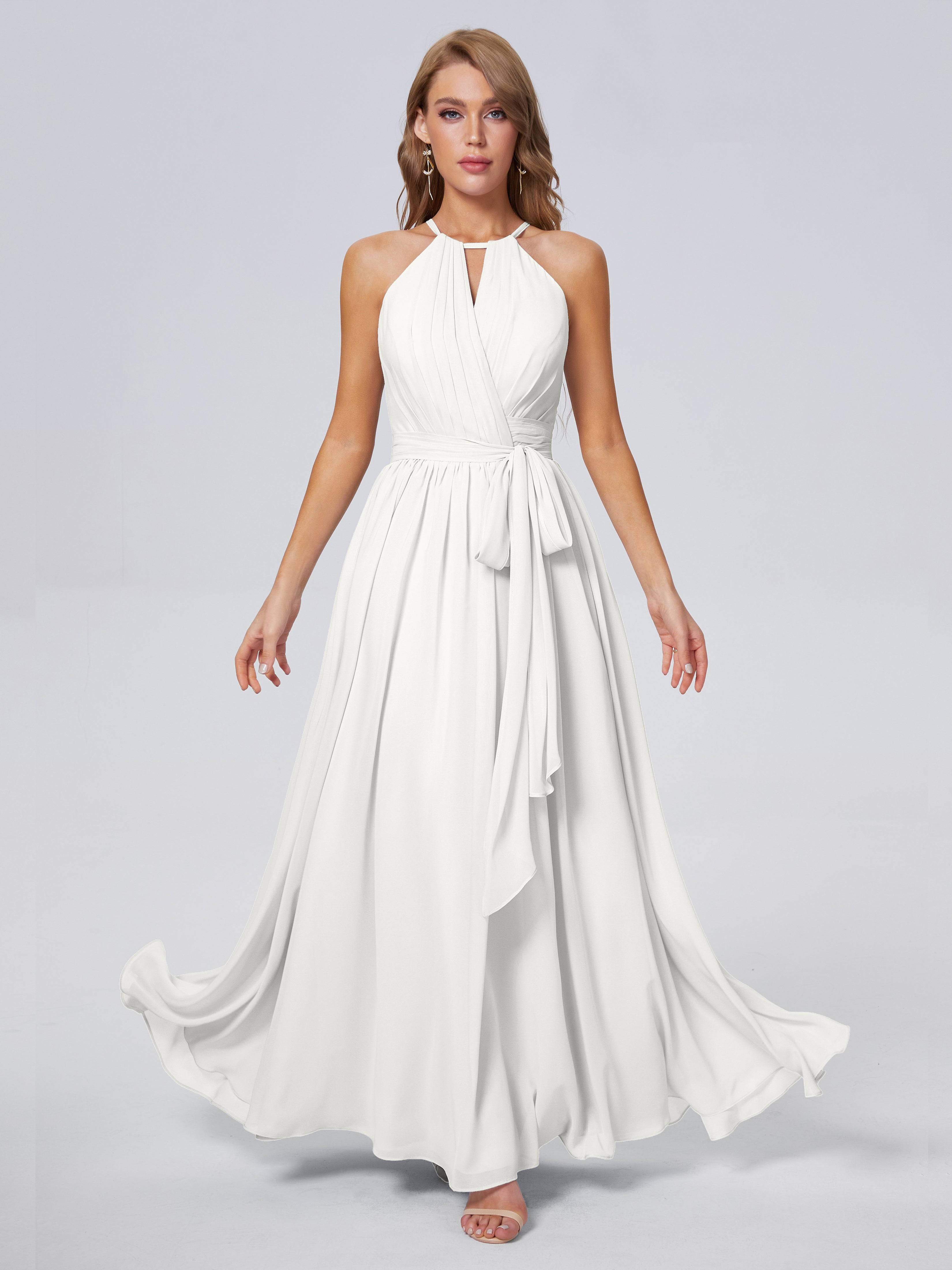 Robe De Demoiselle D Honneur Ivoire Brillante Licou Mousseline Robes Demoiselle D'Honneur