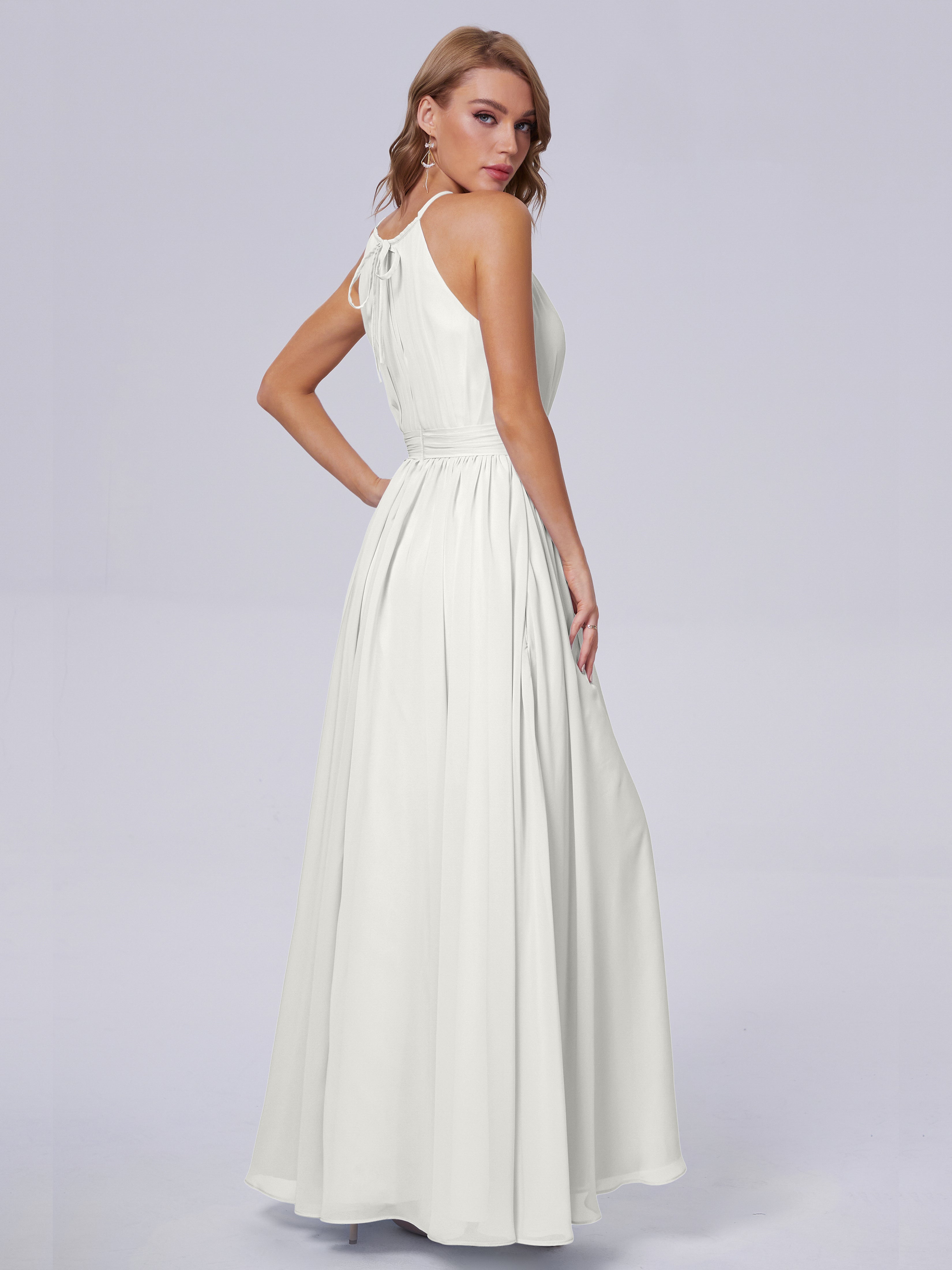 Robe De Demoiselle D Honneur Ivoire Brillante Licou Mousseline Robes Demoiselle D'Honneur