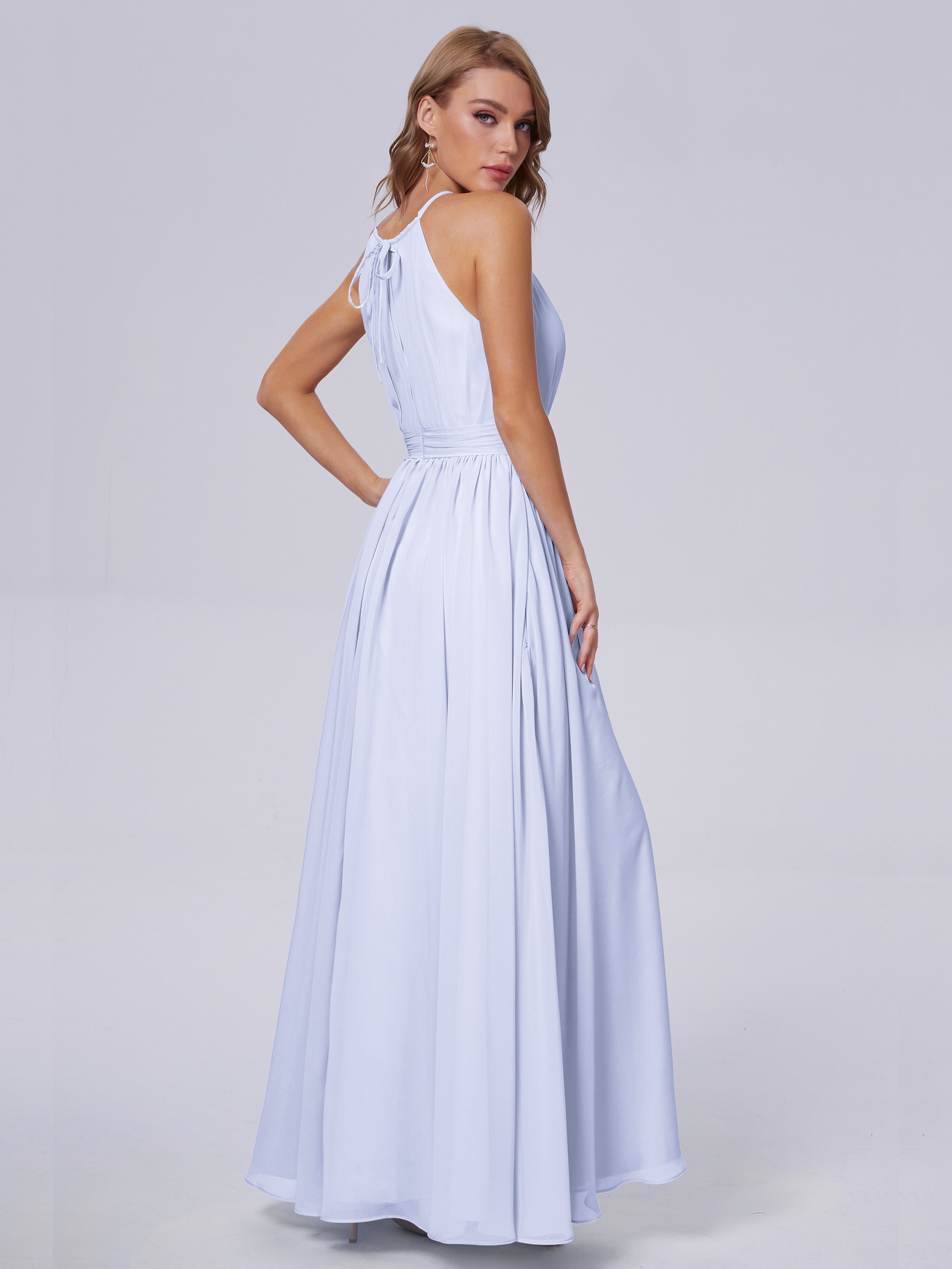 Robe Lavande Demoiselle D Honneur Brillante Licou Mousseline Robes Demoiselle D'Honneur