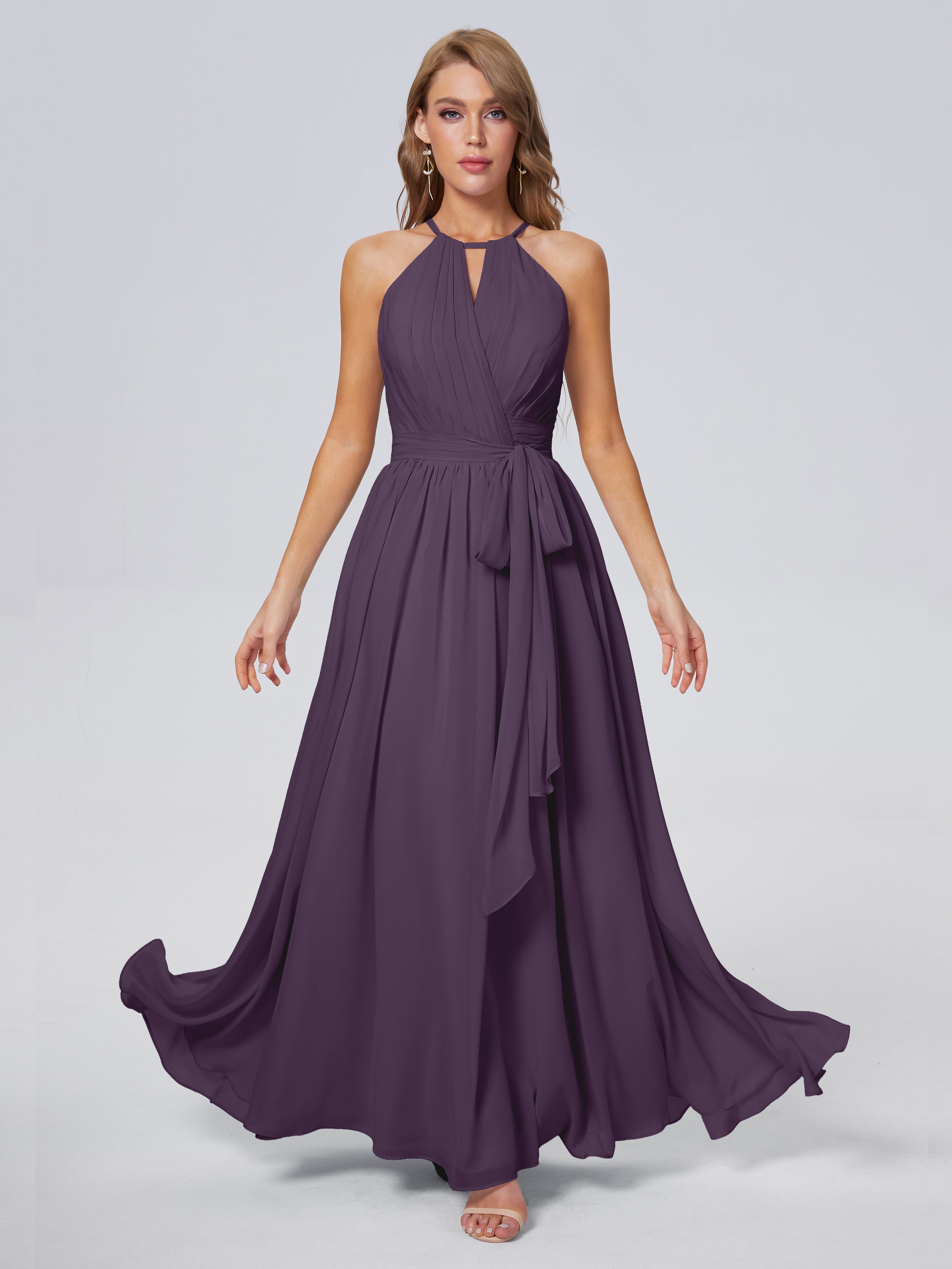 Robe Demoiselle D Honneur Plume Brillante Licou Mousseline Robes Demoiselle D'Honneur