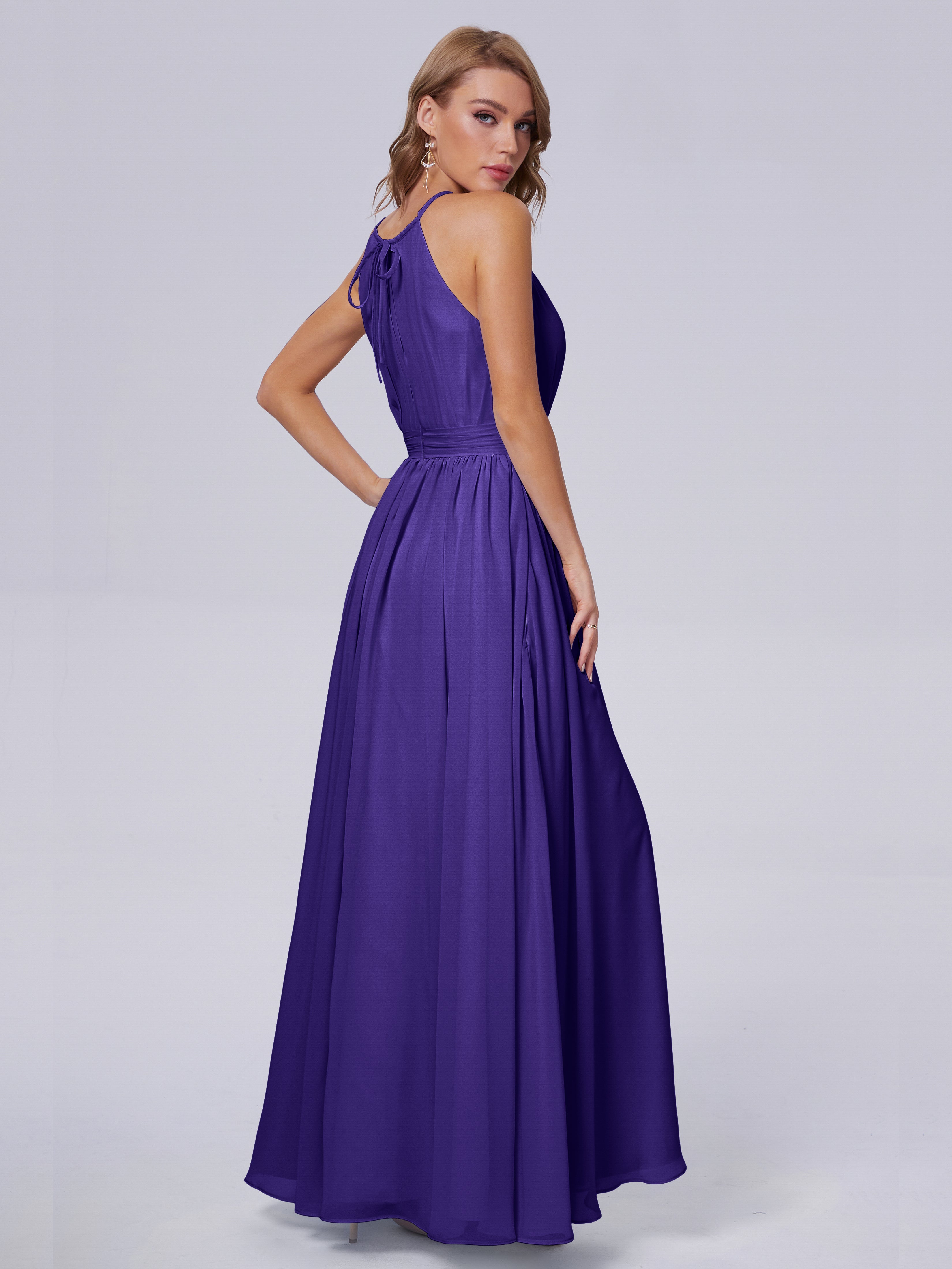 Robes De Demoiselle D'Honneur En Régence Brillante Licou Mousseline Robes Demoiselle D'Honneur