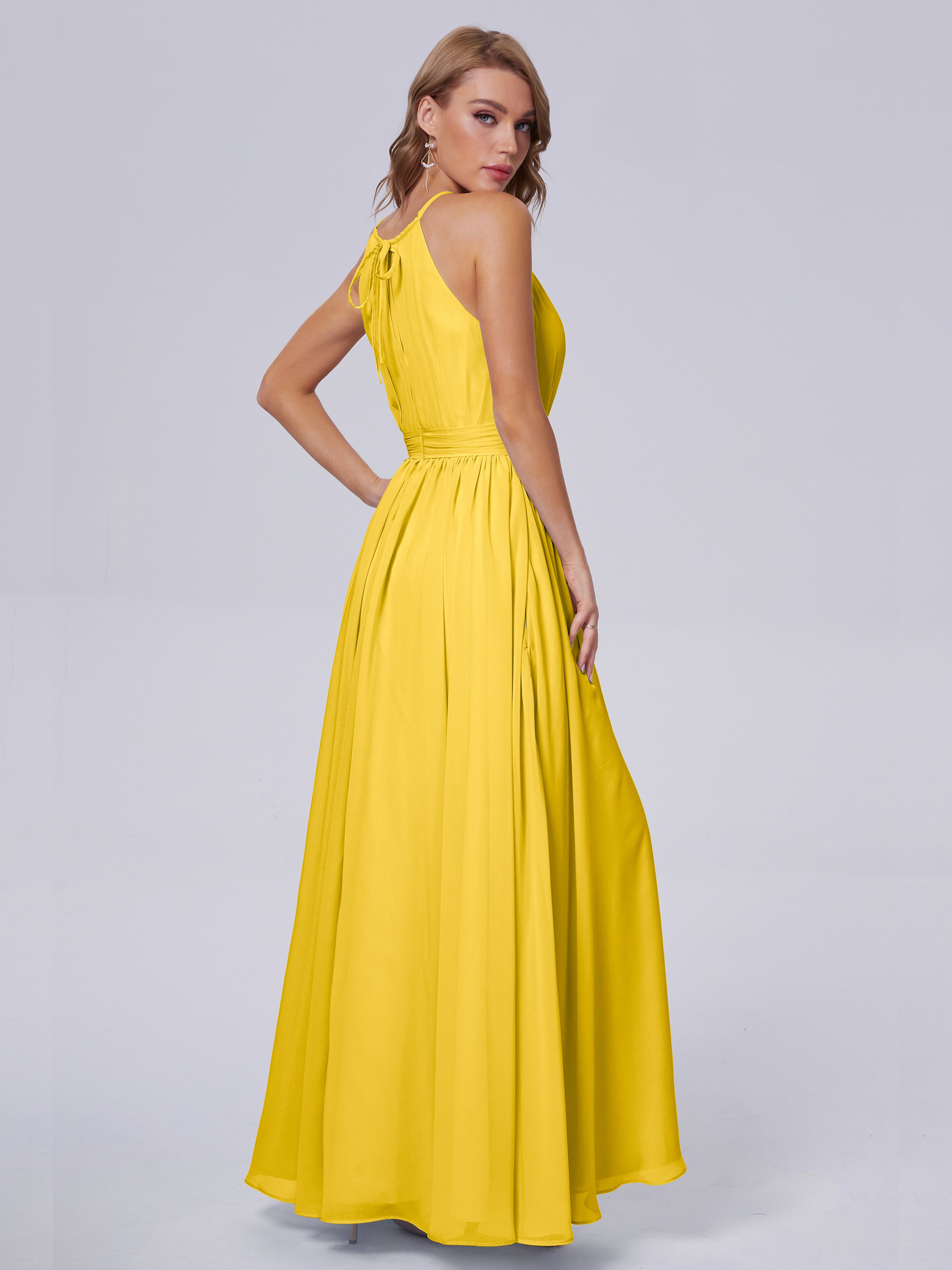 Robe De Demoiselle D'Honneur Souci Brillante Licou Mousseline Robes Demoiselle D'Honneur