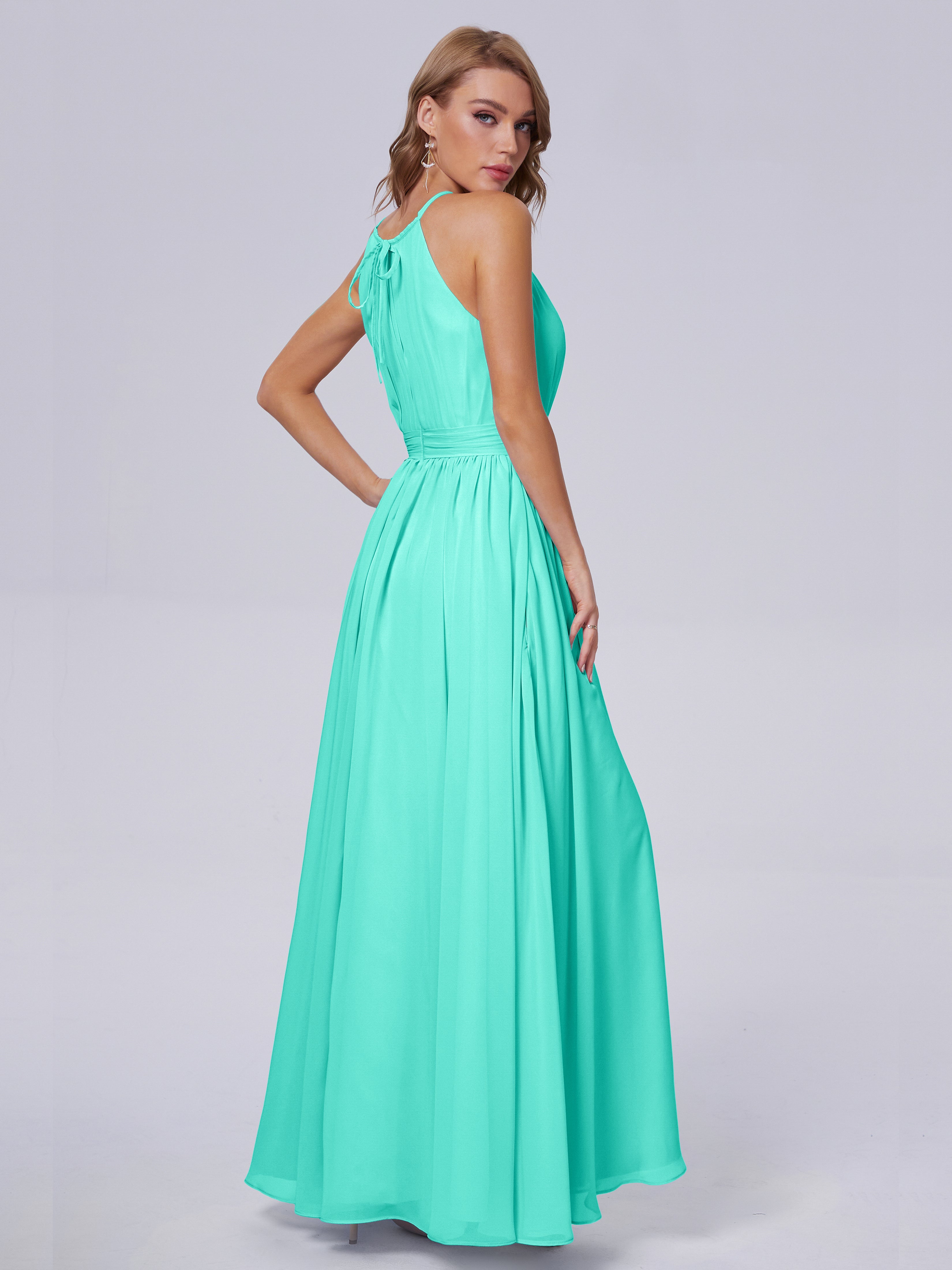 Robes De Demoiselle D'Honneur Spa Brillante Licou Mousseline Robes Demoiselle D'Honneur