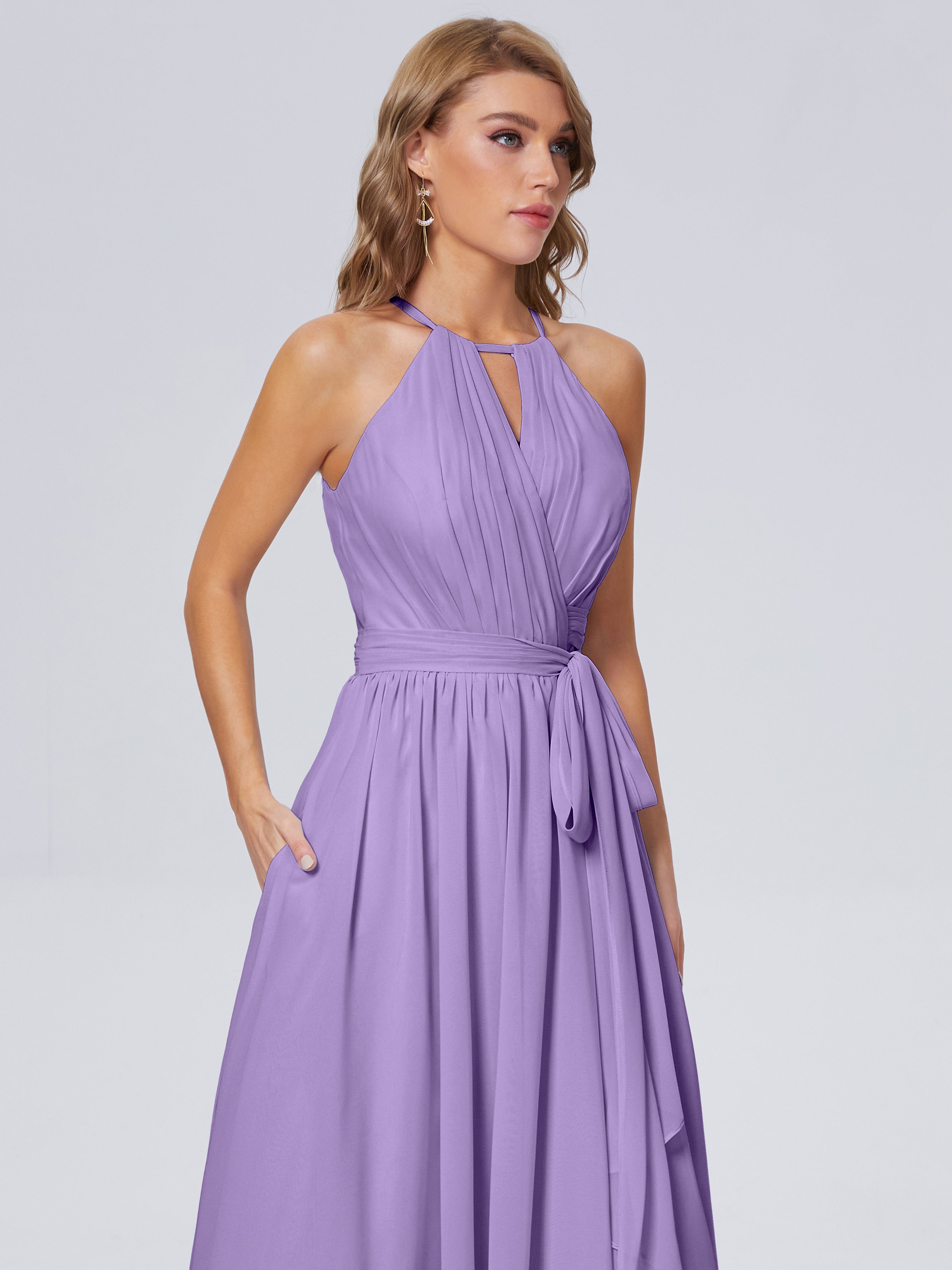 Robes De Demoiselle D'Honneur Tahiti Brillante Licou Mousseline Robes Demoiselle D'Honneur