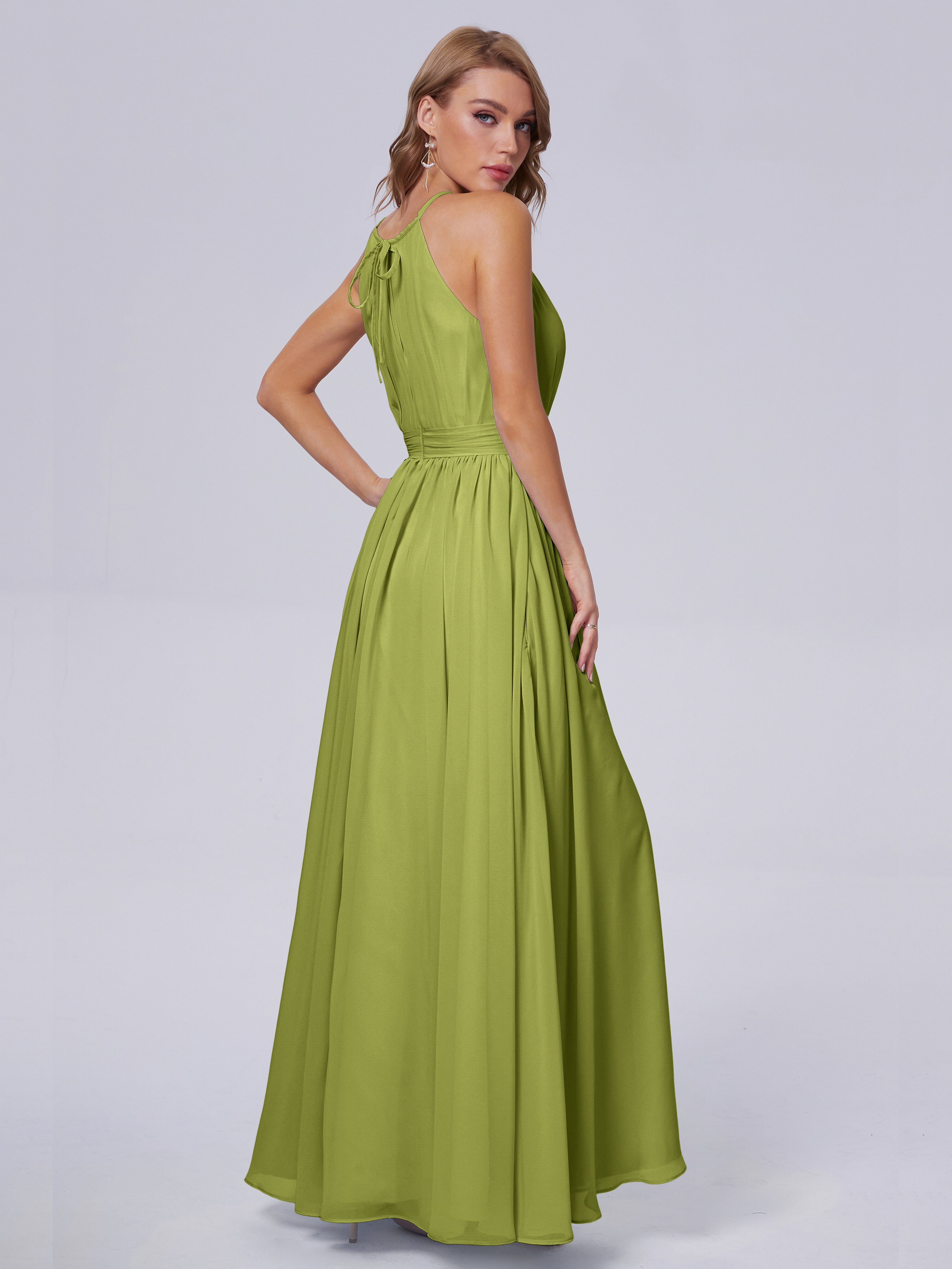 Robes De Demoiselle D'Honneur Trèfle Brillante Licou Mousseline Robes Demoiselle D'Honneur