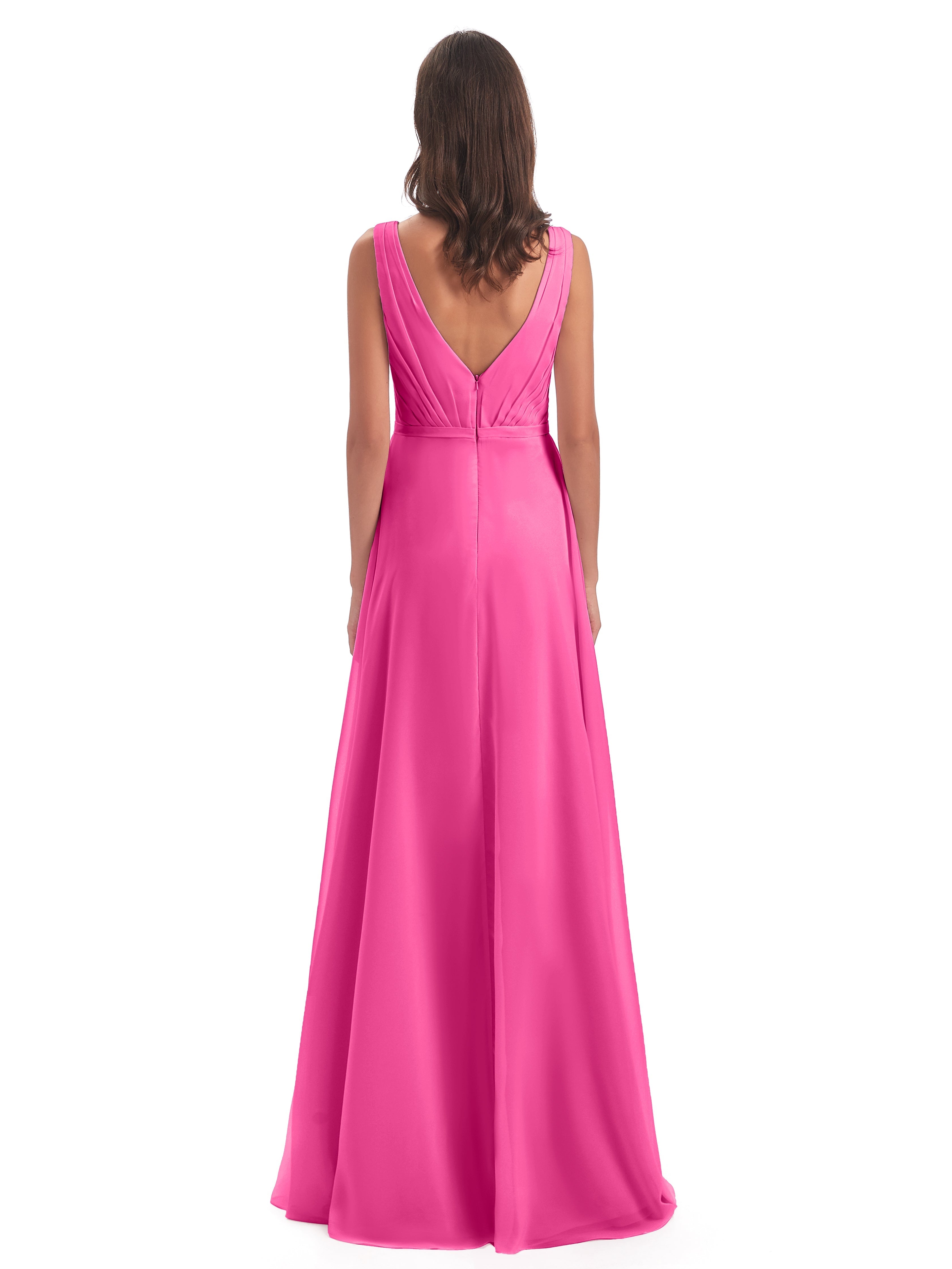 Robe Demoiselle D Honneur Azalée Col V Mousseline Longue Robes Demoiselle D'Honneur