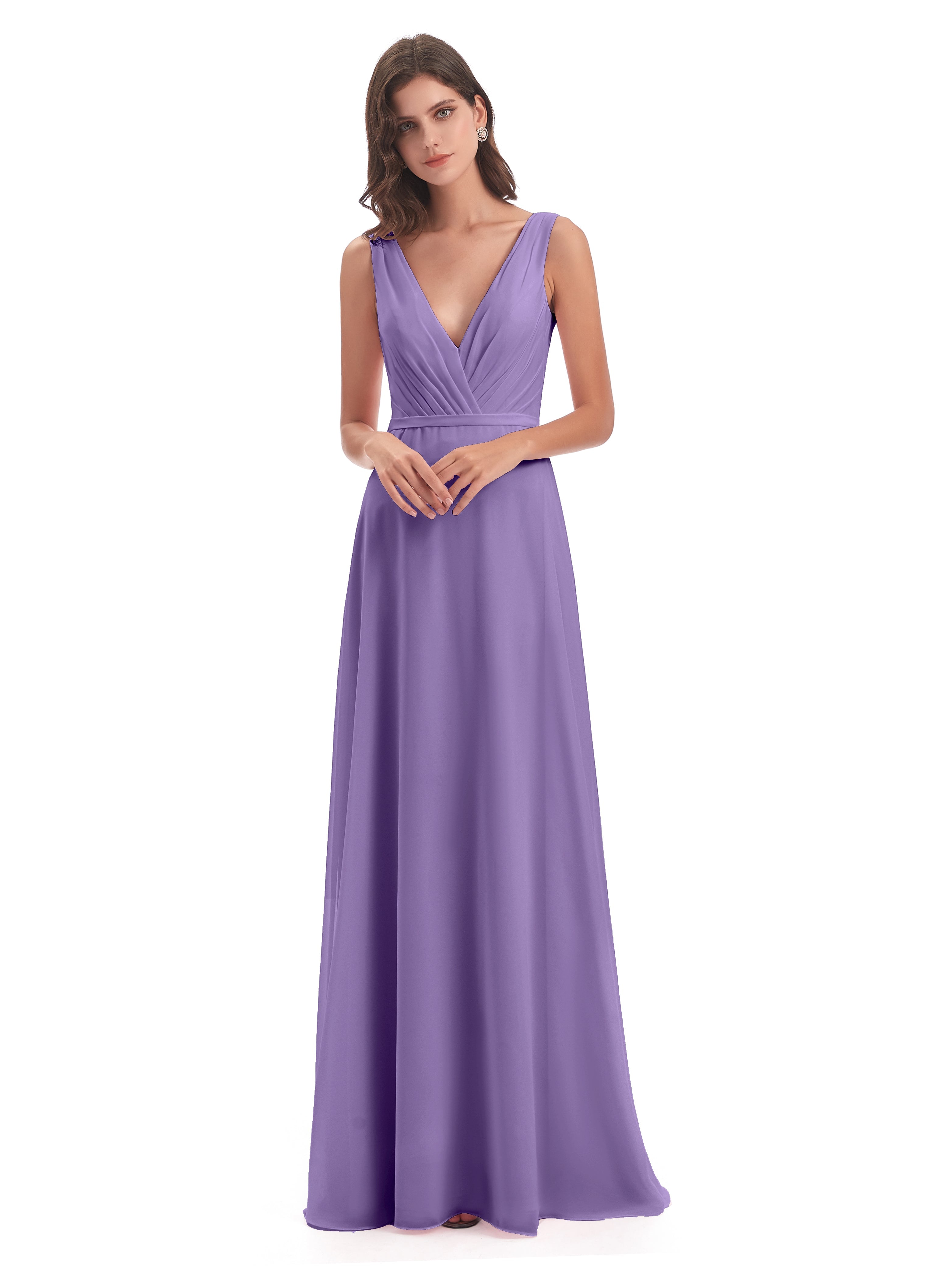 Robes De Demoiselle D'Honneur Tahiti Col V Mousseline Longue Robes Demoiselle D'Honneur