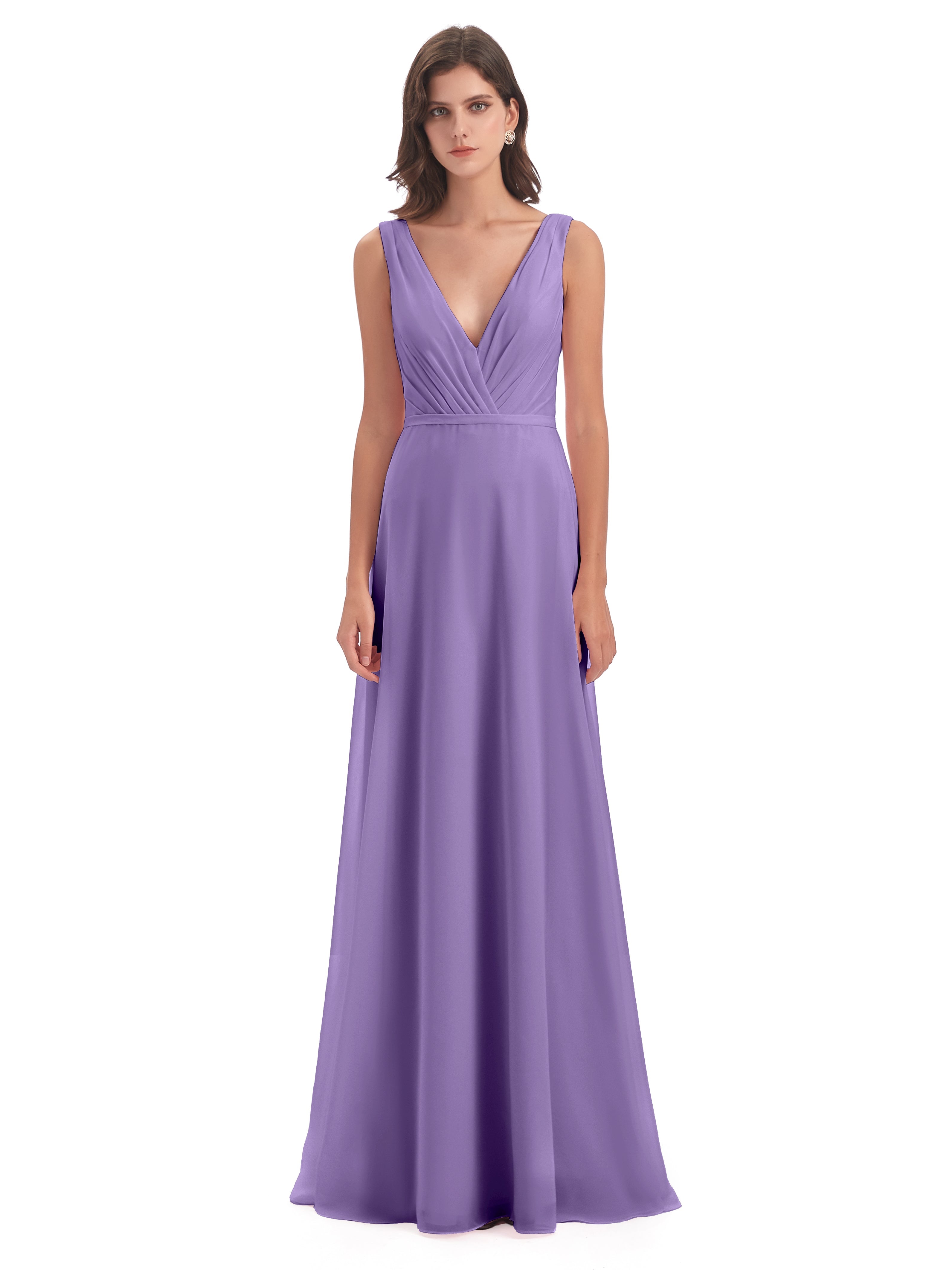Robes De Demoiselle D'Honneur Tahiti Col V Mousseline Longue Robes Demoiselle D'Honneur