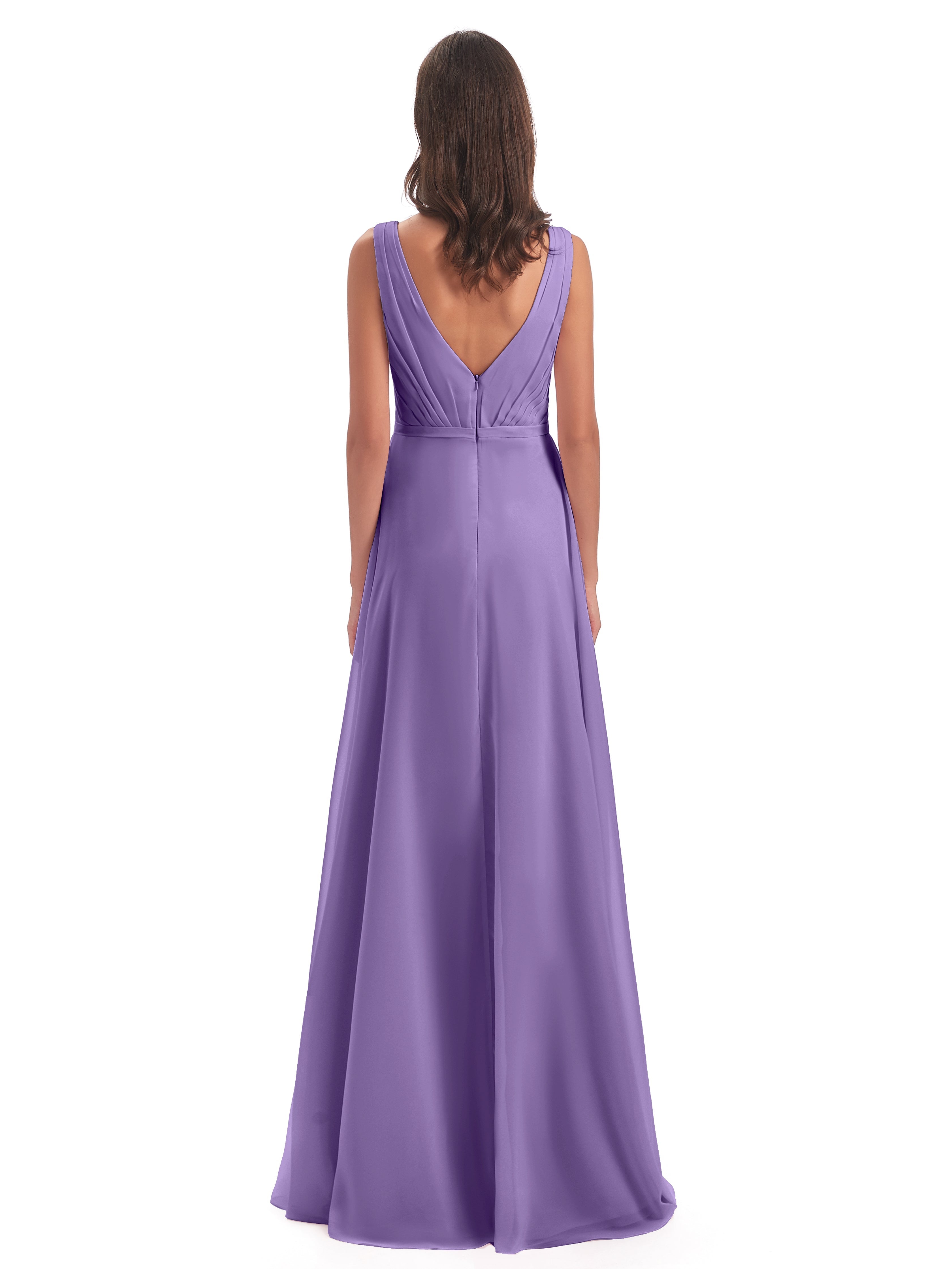 Robes De Demoiselle D'Honneur Tahiti Col V Mousseline Longue Robes Demoiselle D'Honneur