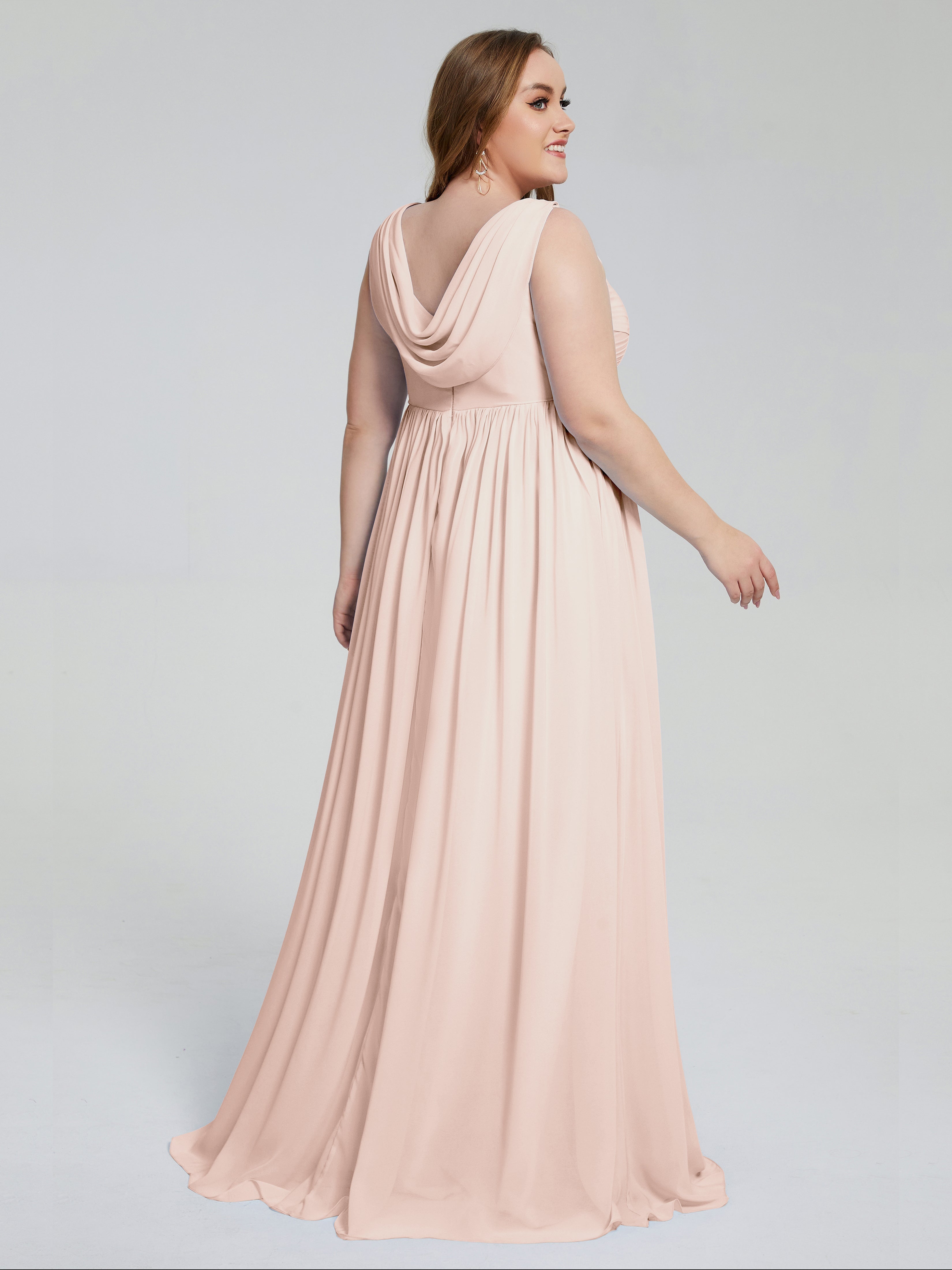 Robe De Demoiselle D'Honneur En Perles Bretelles Col V Mousseline Robes Demoiselle D'Honneur Grande Taille