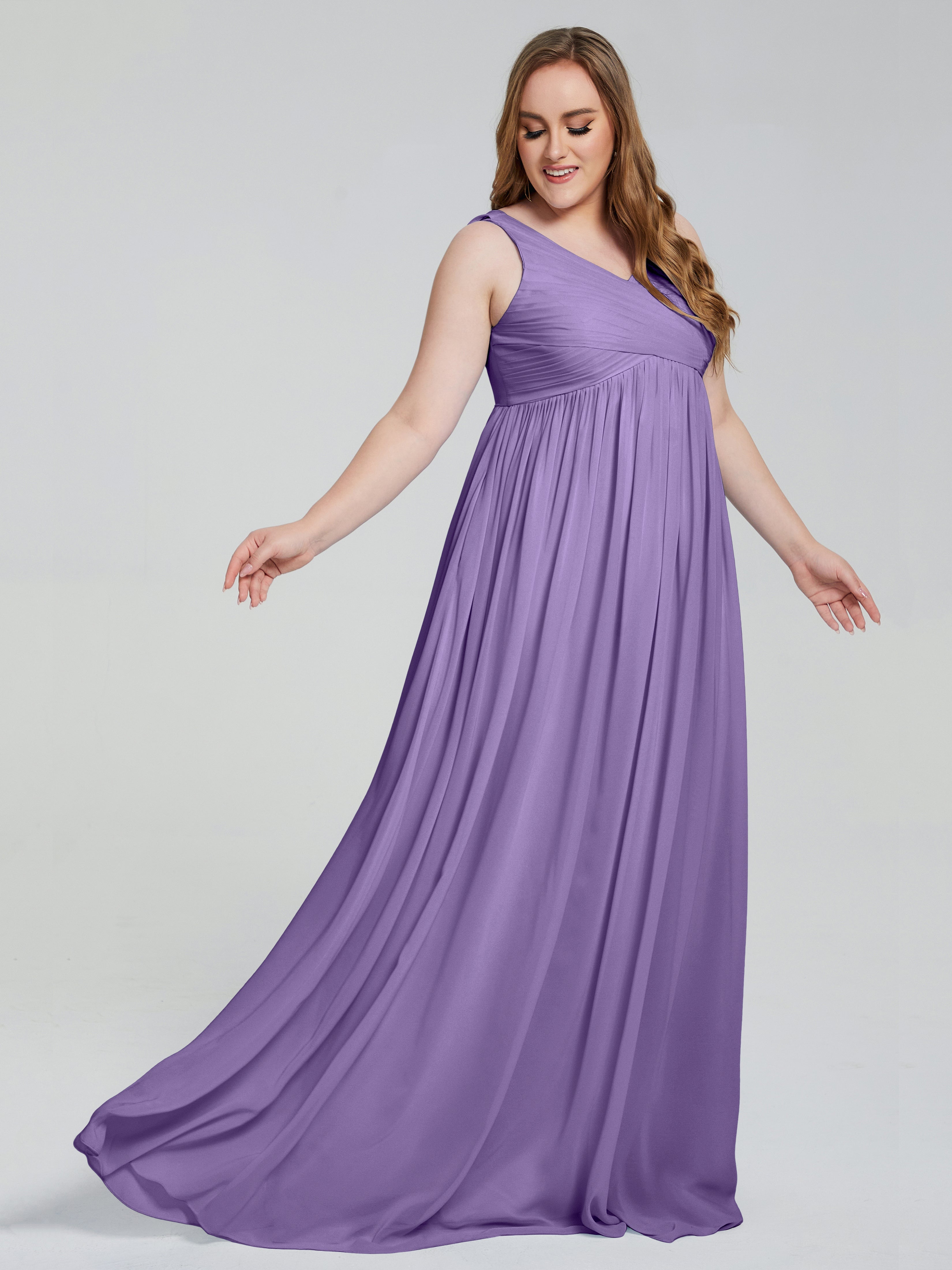 Robes De Demoiselle D'Honneur Tahiti Bretelles Col V Mousseline Robes Demoiselle D'Honneur Grande Taille