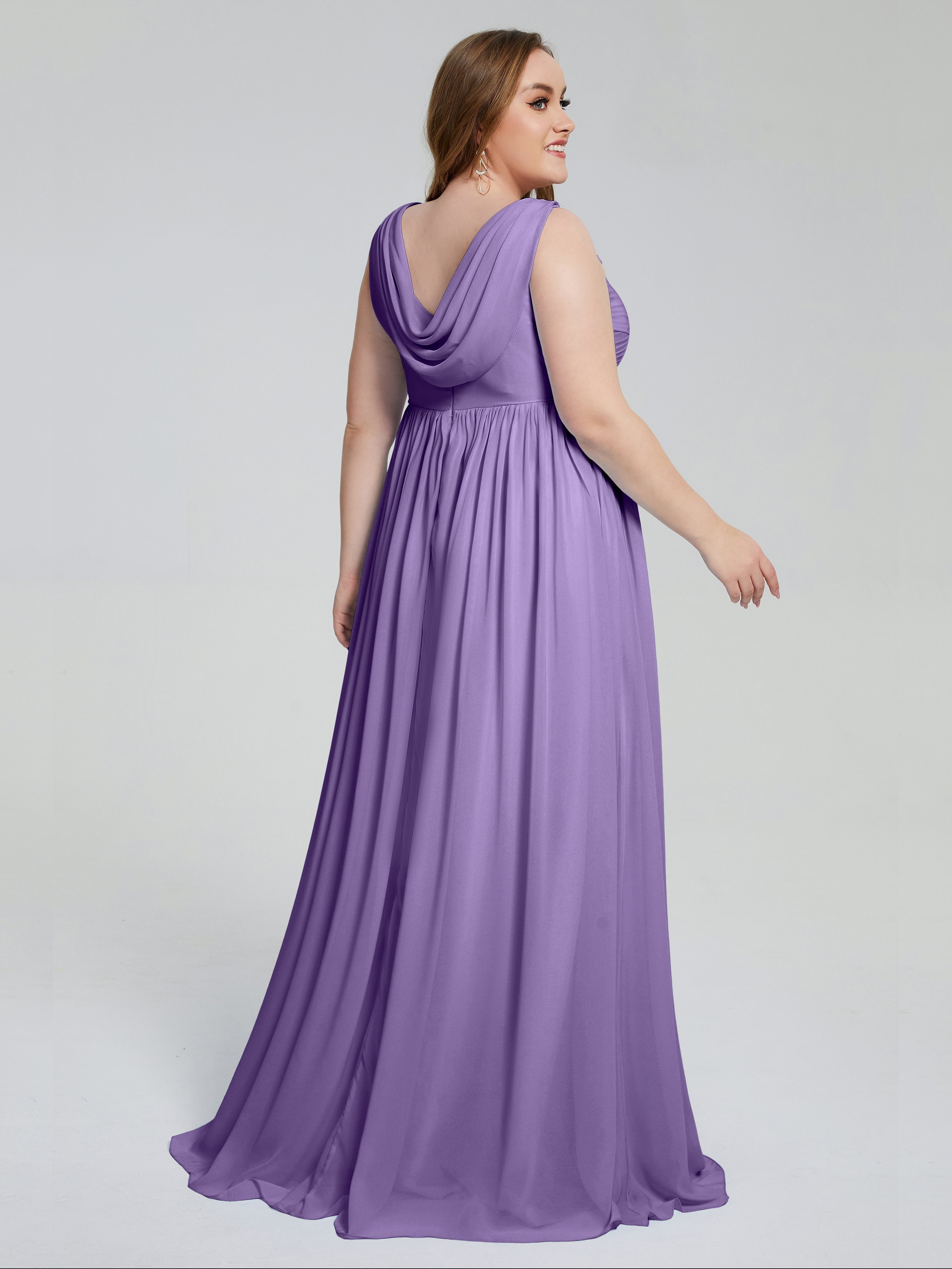 Robes De Demoiselle D'Honneur Tahiti Bretelles Col V Mousseline Robes Demoiselle D'Honneur Grande Taille