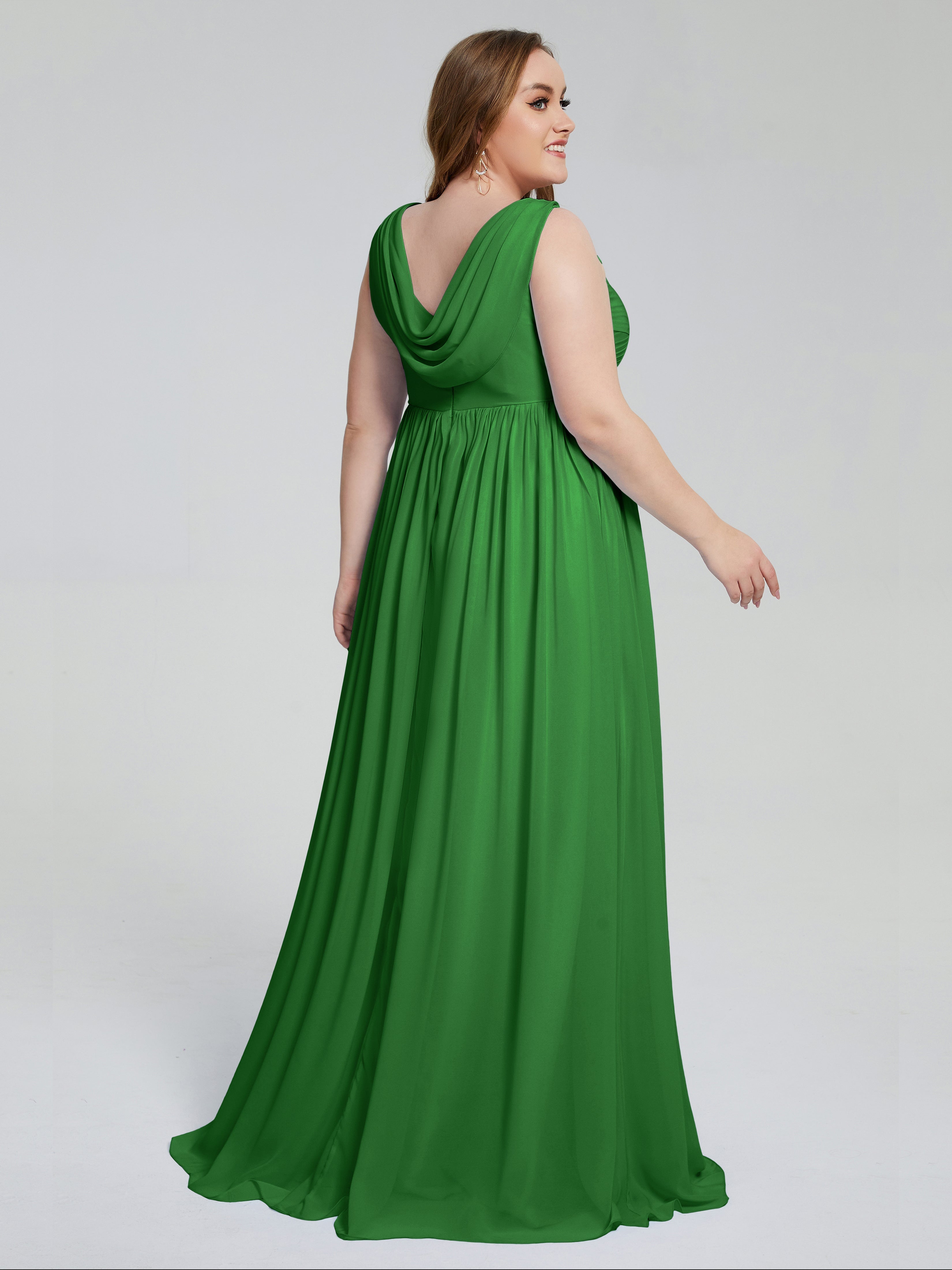 Robe Demoiselle Dhonneur Verte Bretelles Col V Mousseline Robes Demoiselle D'Honneur Grande Taille