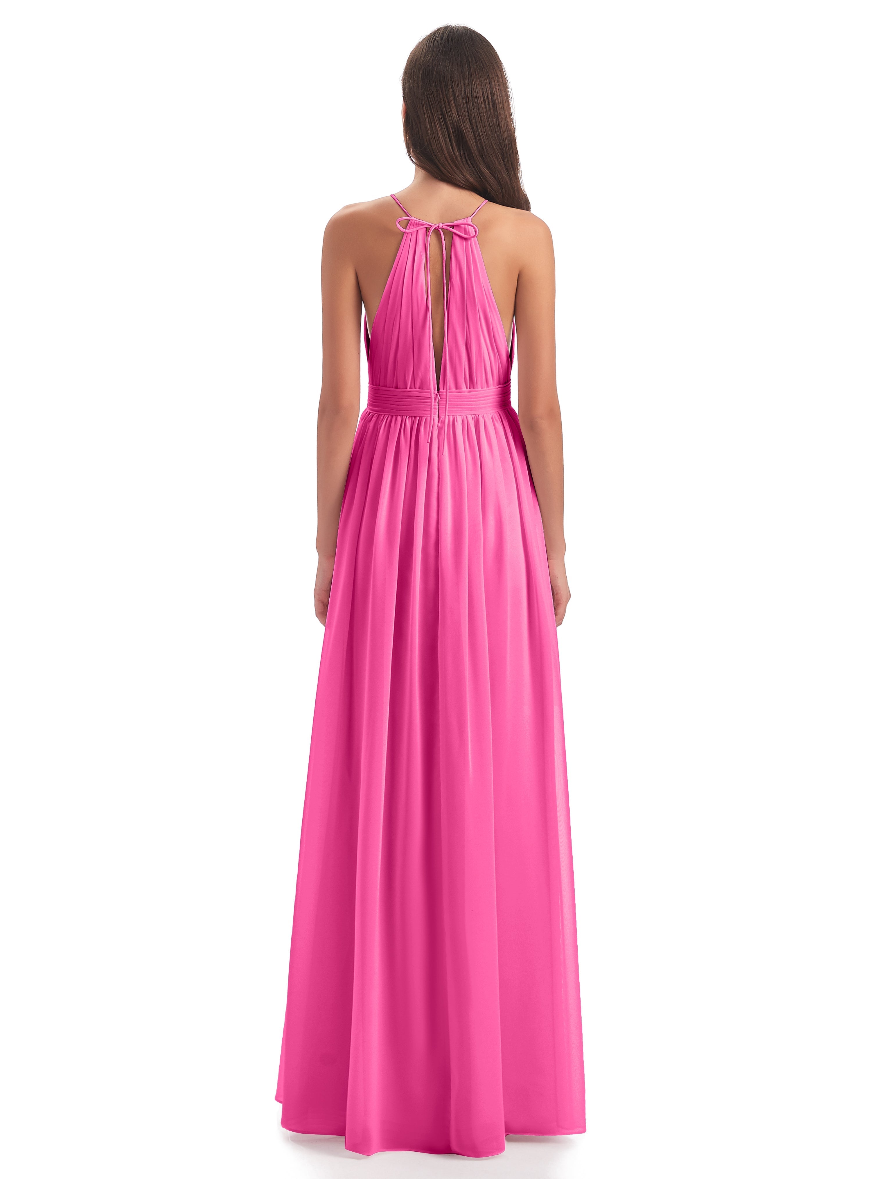 Robe Demoiselle D Honneur Azalée Fendue Devant Licou Mousseline Robes Demoiselle D'Honneur