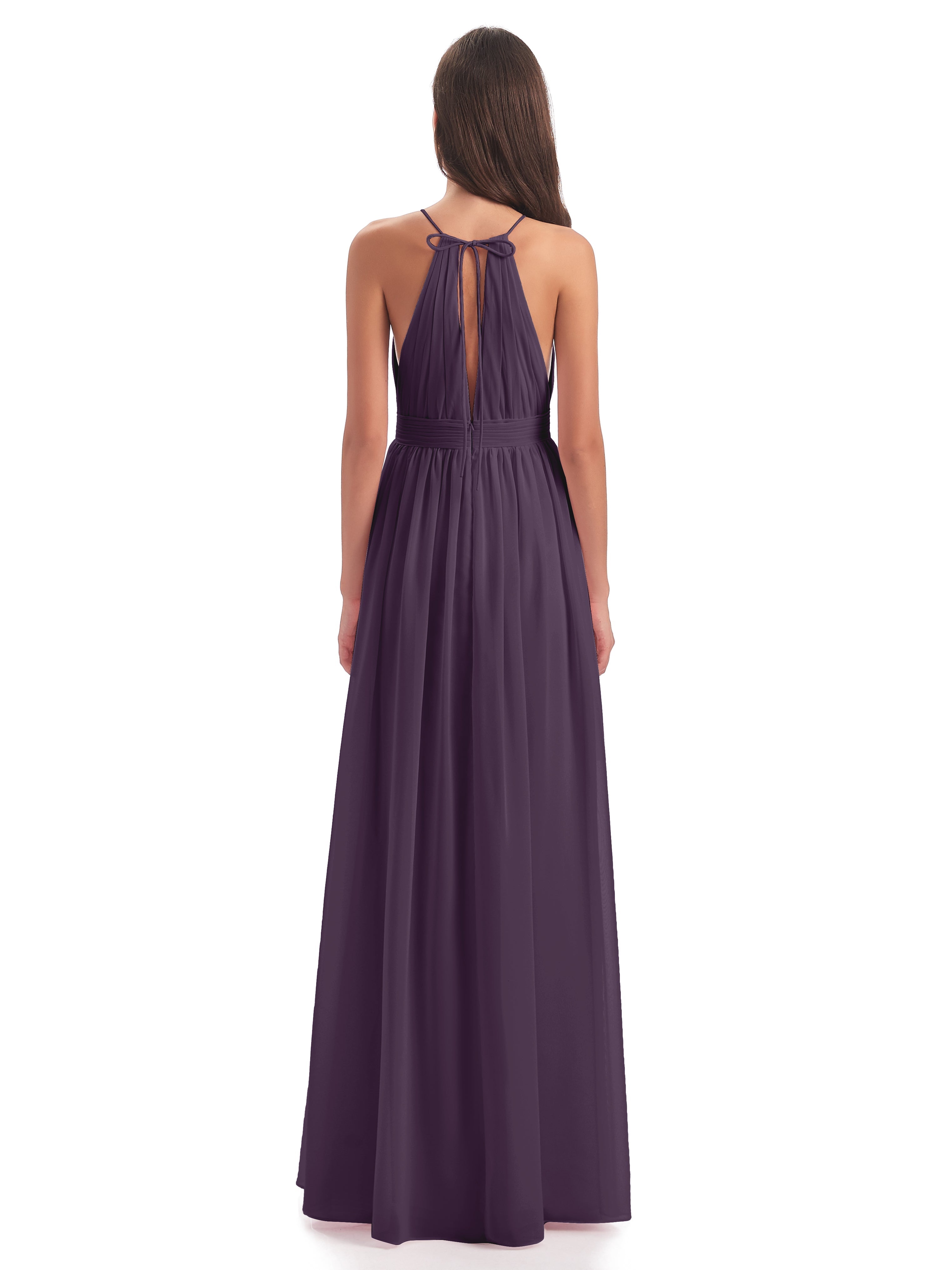 Robe De Demoiselle D'Honneur En Plum Fendue Devant Licou Mousseline Robes Demoiselle D'Honneur