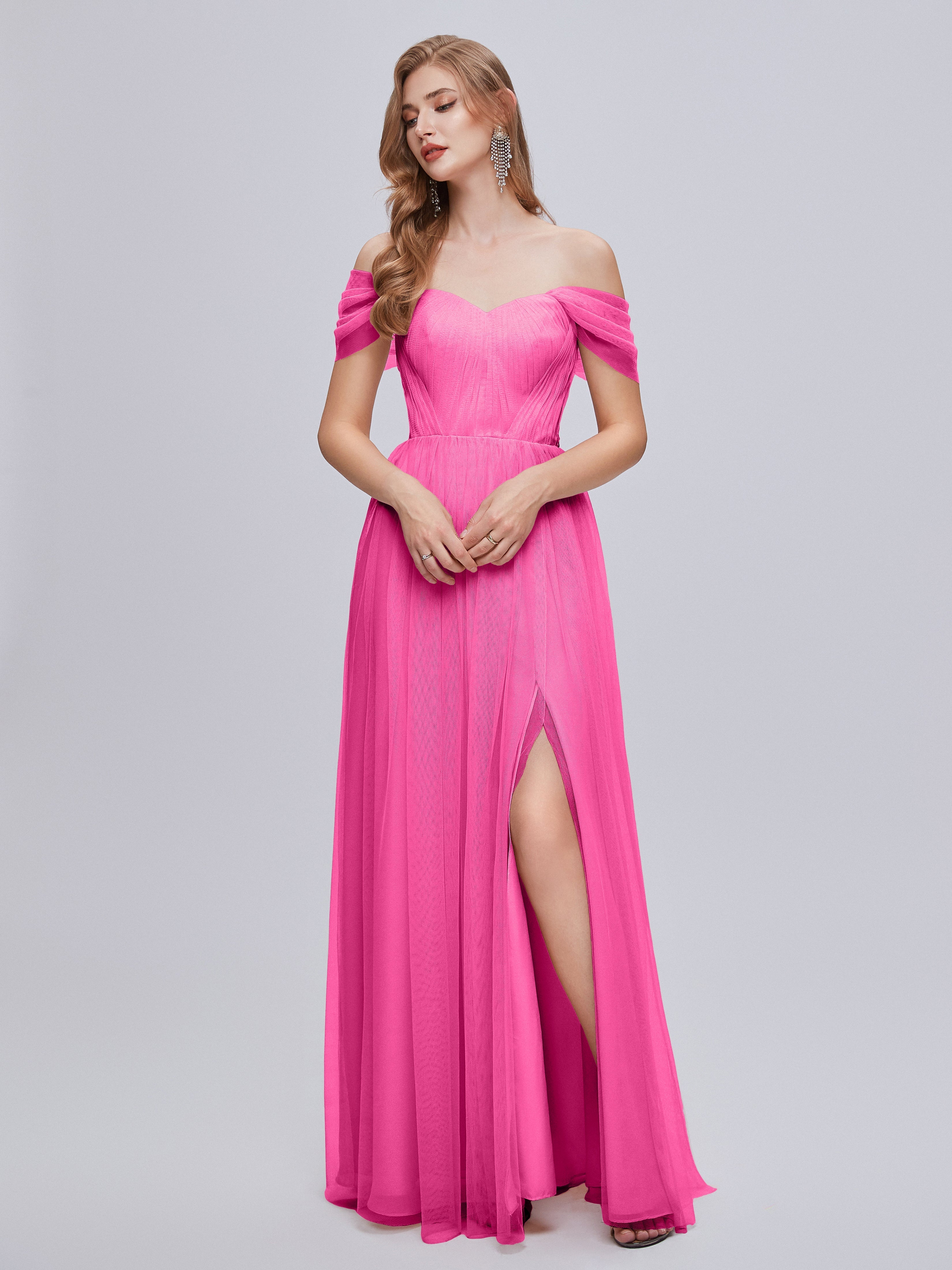 Robe Demoiselle D Honneur Azalée Convertible Fendue Tulle Robe De Demoiselle D'Honneur