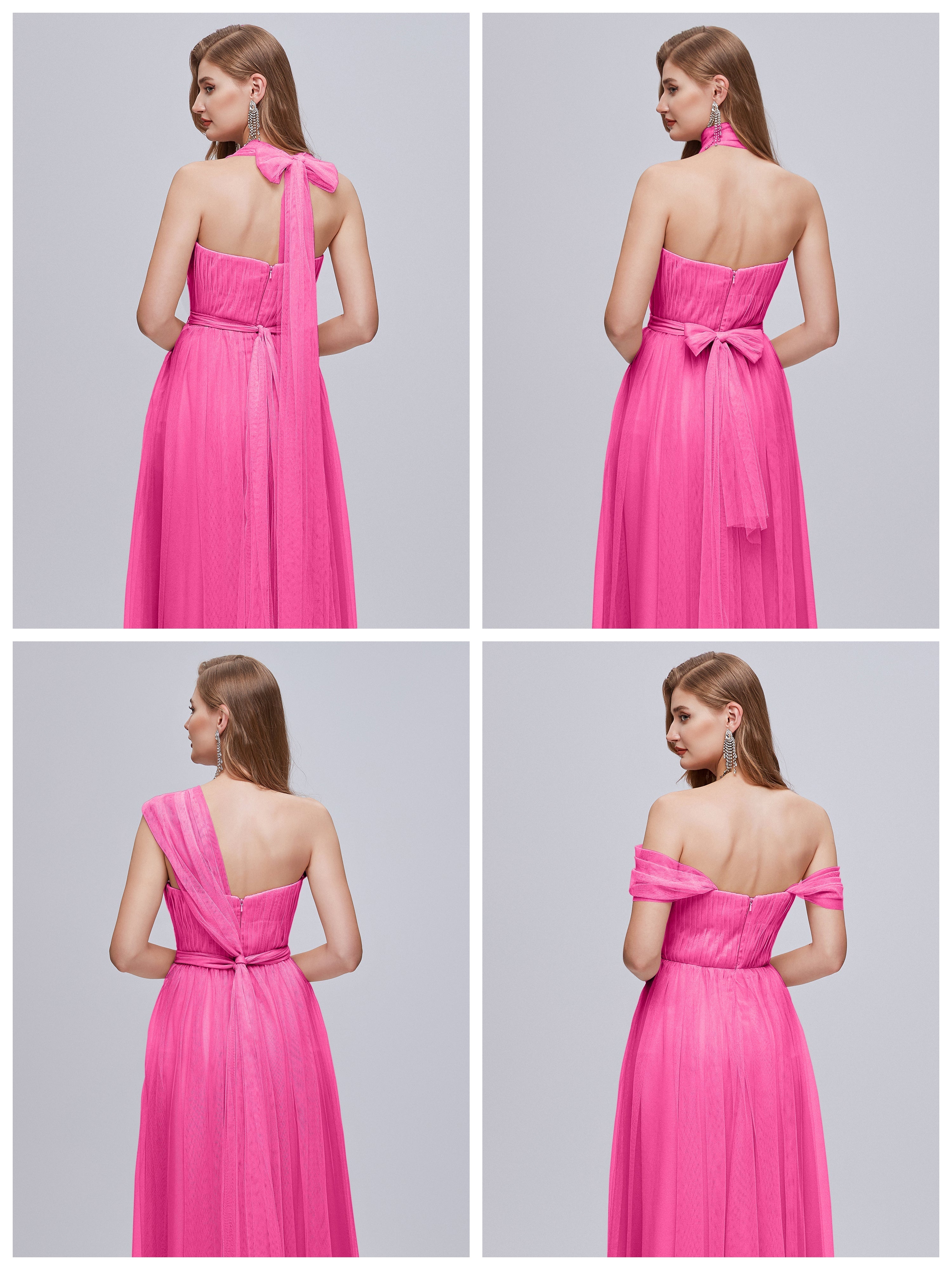 Robe Demoiselle D Honneur Azalée Convertible Fendue Tulle Robe De Demoiselle D'Honneur
