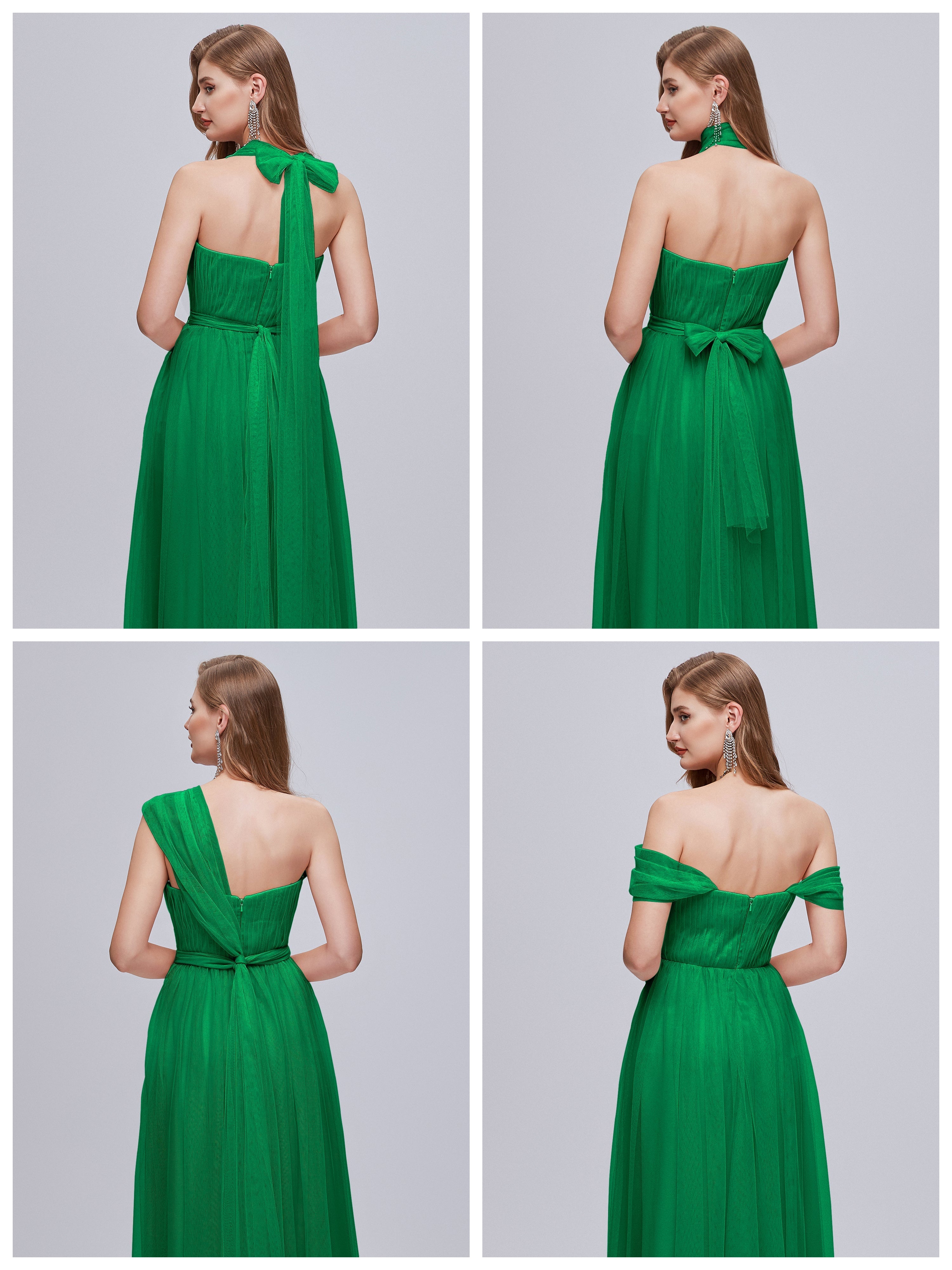Robe Demoiselle D Honneur Vert Emeraude Convertible Fendue Tulle Robe De Demoiselle D'Honneur