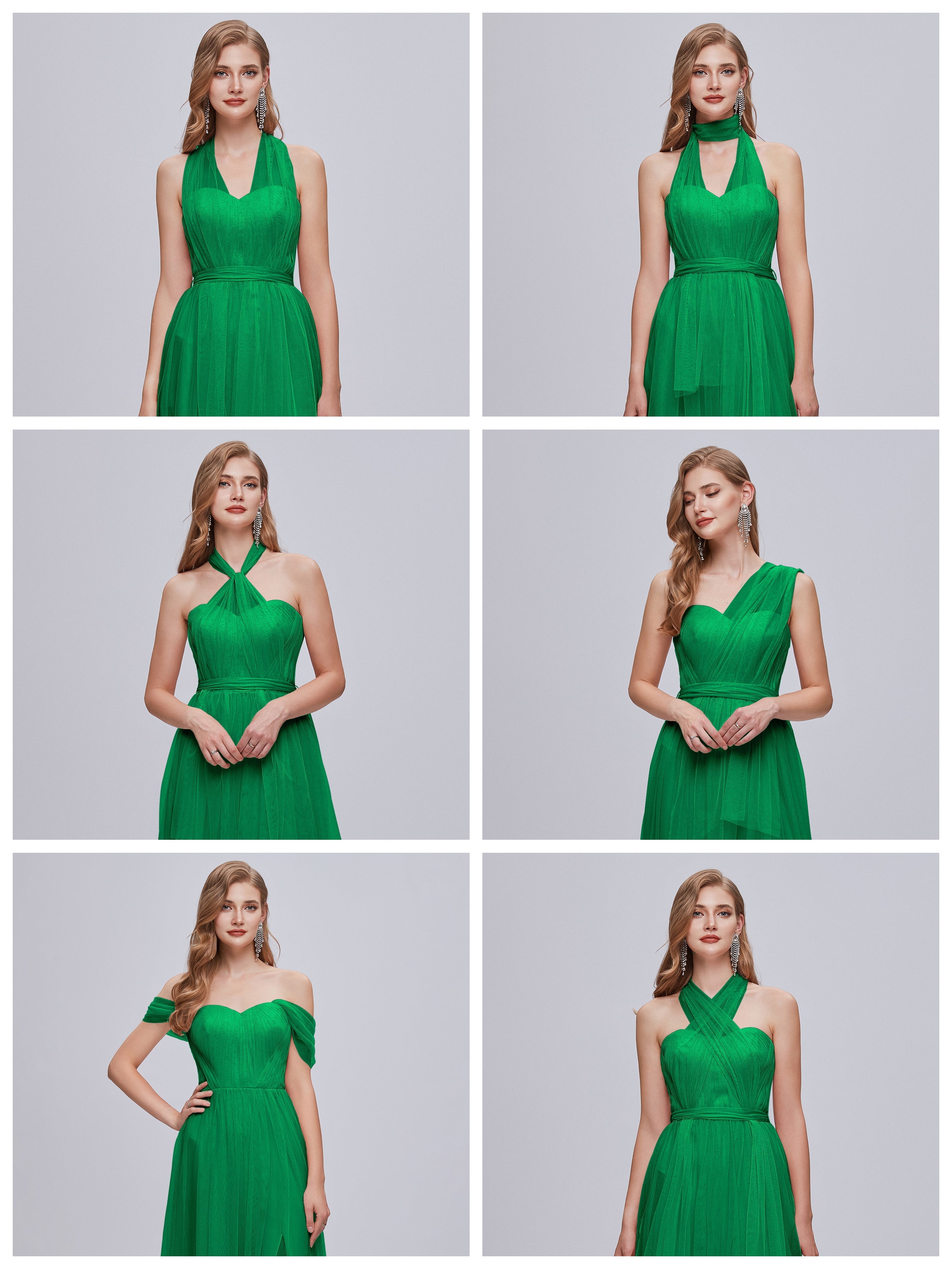 Robe Demoiselle D Honneur Vert Emeraude Convertible Fendue Tulle Robe De Demoiselle D'Honneur