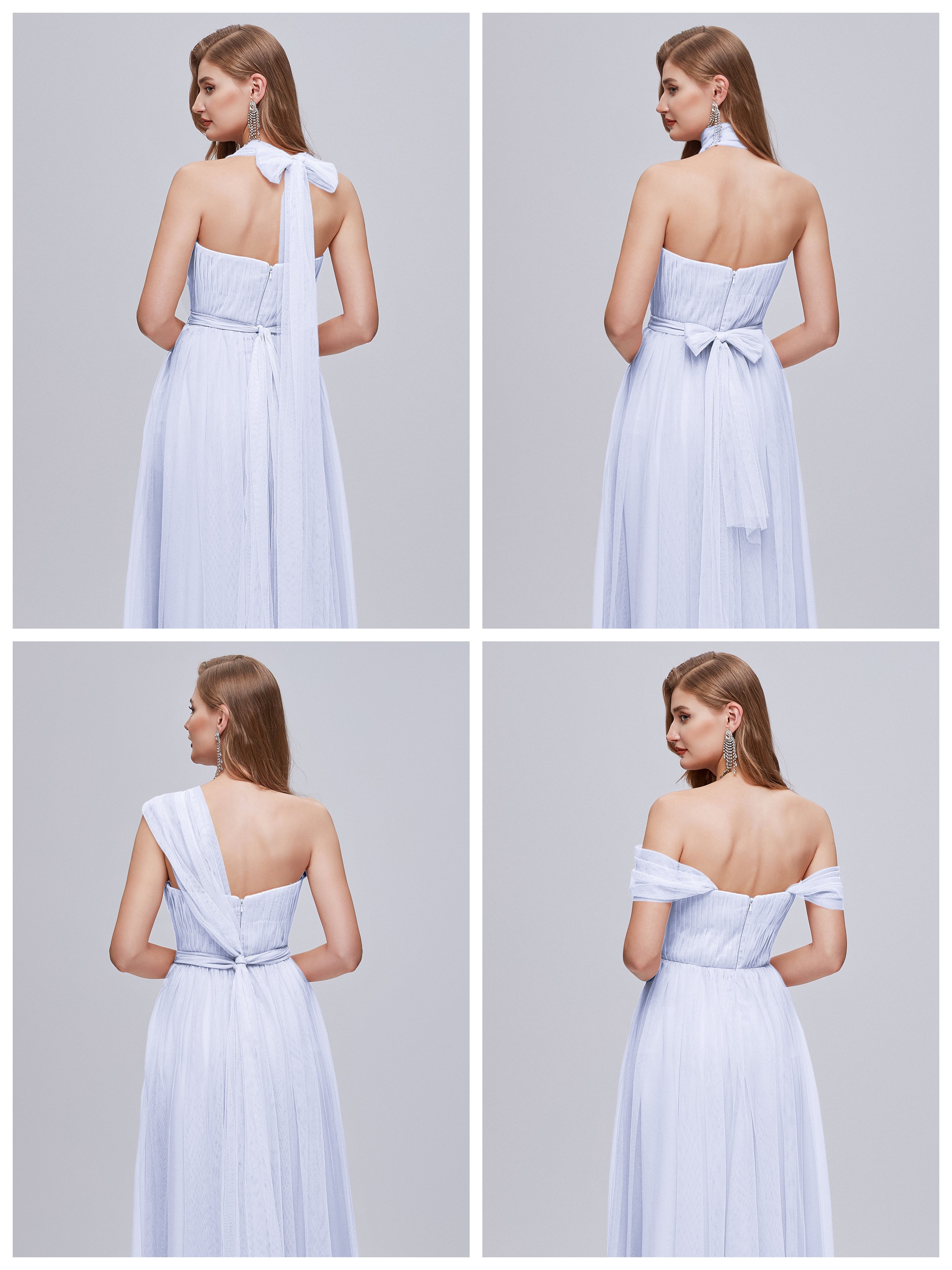 Robe Demoiselle D Honneur Lavande Convertible Fendue Tulle Robe De Demoiselle D'Honneur