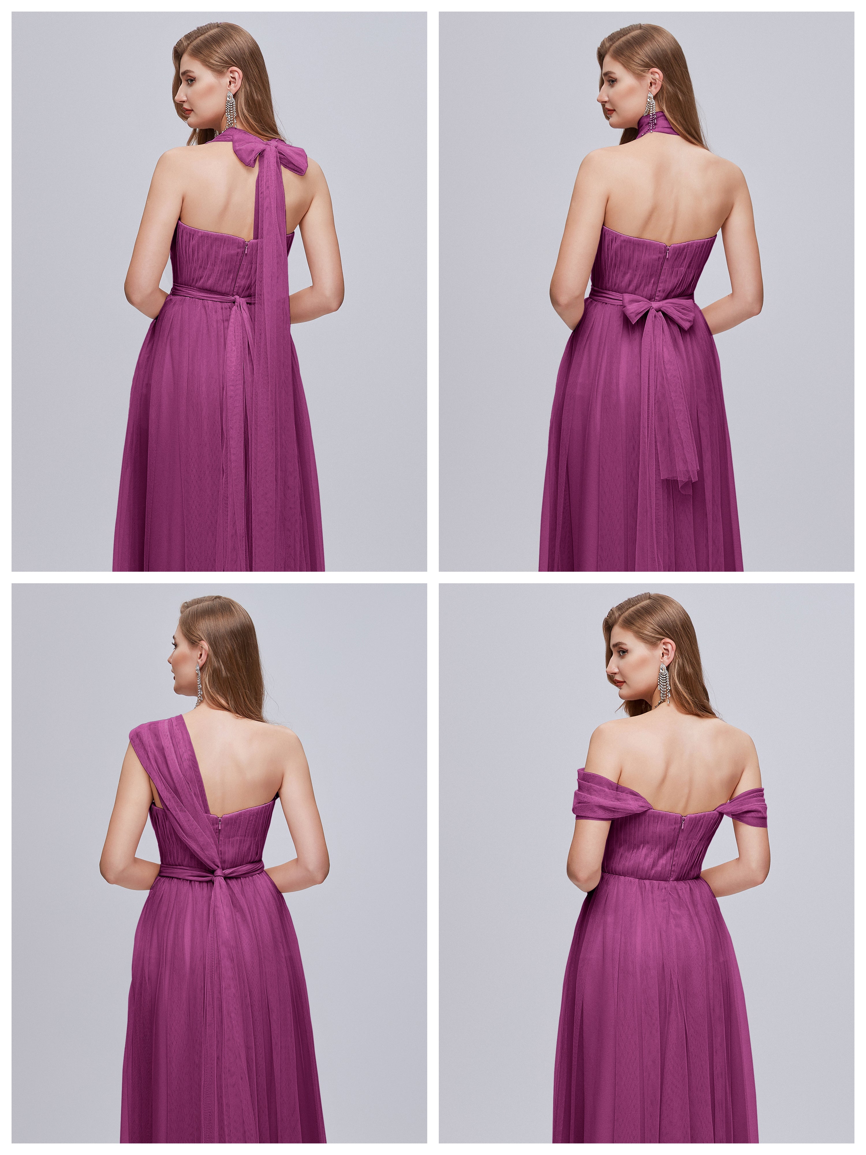 Robes De Demoiselle D'Honneur Orchidée Convertible Fendue Tulle Robe De Demoiselle D'Honneur