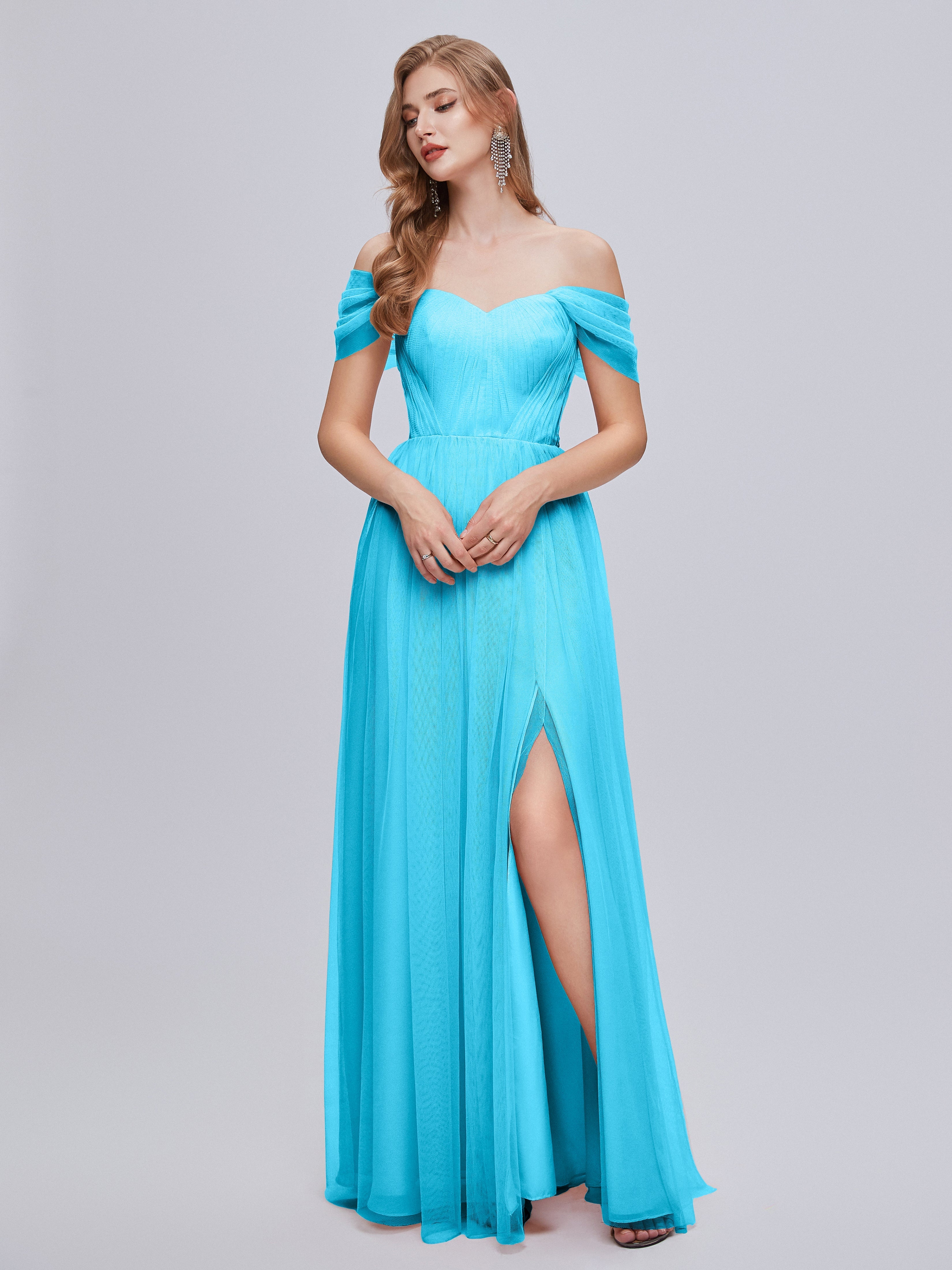 Robe De Demoiselle D'Honneur En Piscine Convertible Fendue Tulle Robe De Demoiselle D'Honneur