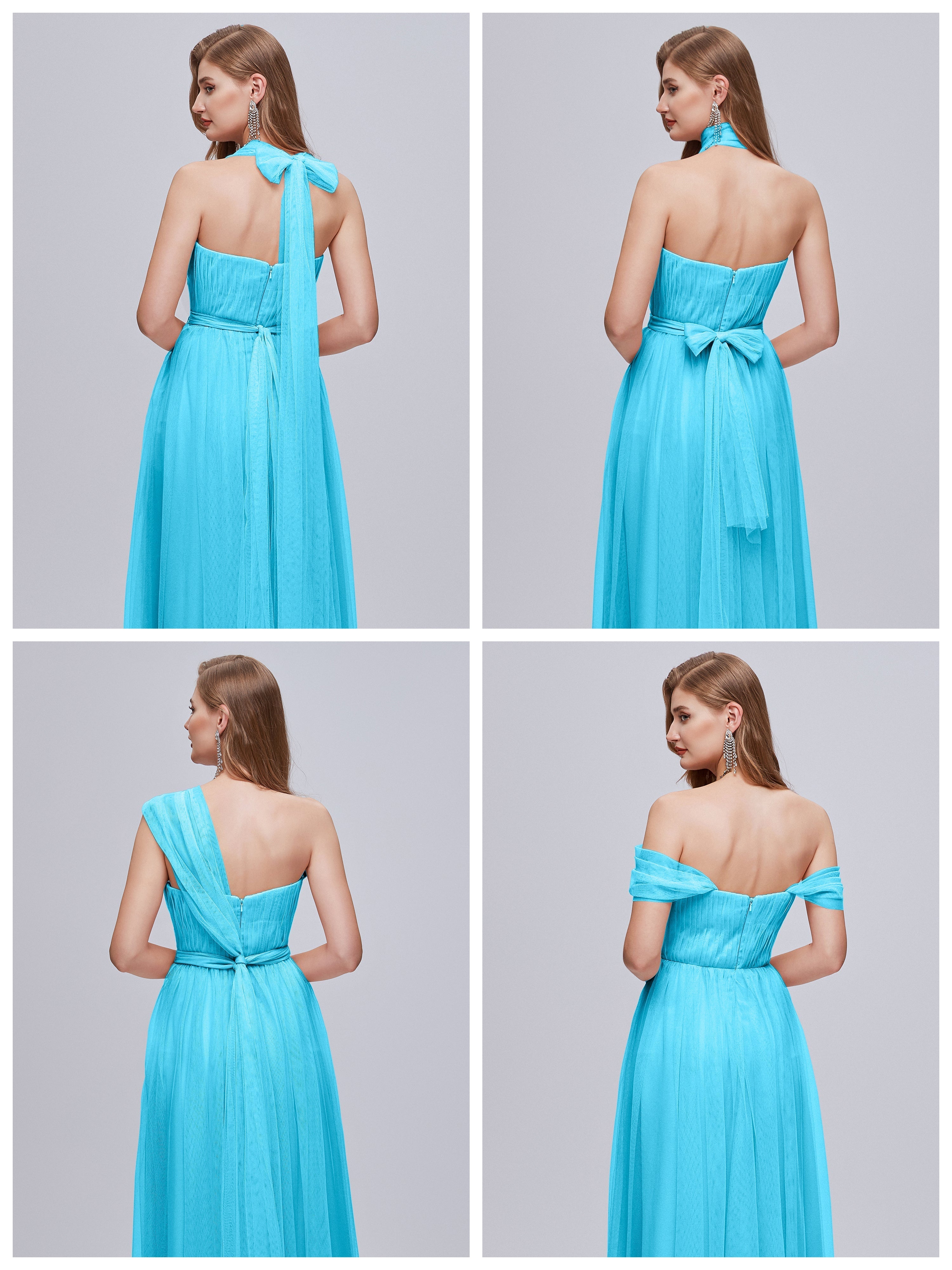 Robe De Demoiselle D'Honneur En Piscine Convertible Fendue Tulle Robe De Demoiselle D'Honneur