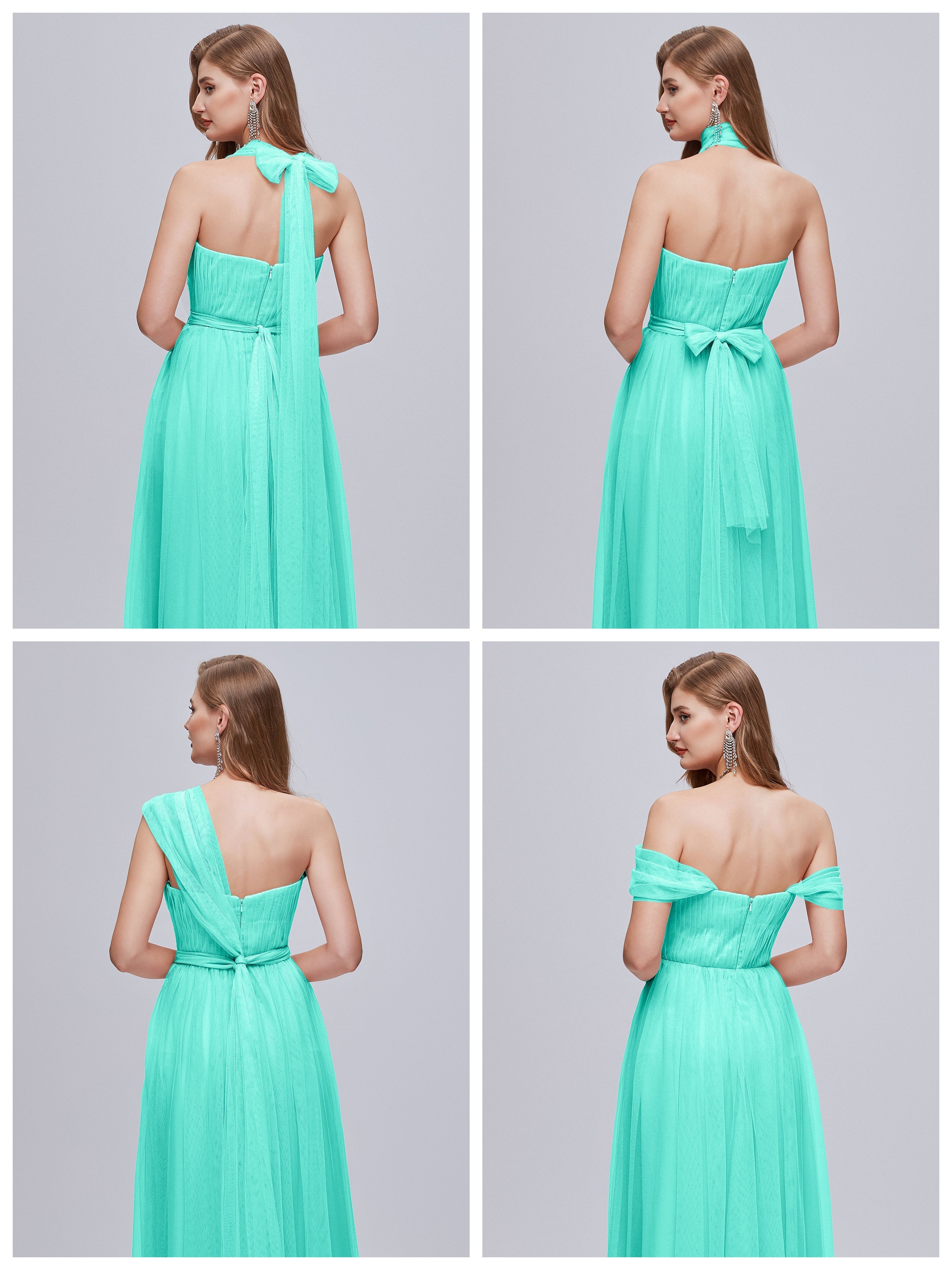 Robes De Demoiselle D'Honneur Spa Convertible Fendue Tulle Robe De Demoiselle D'Honneur