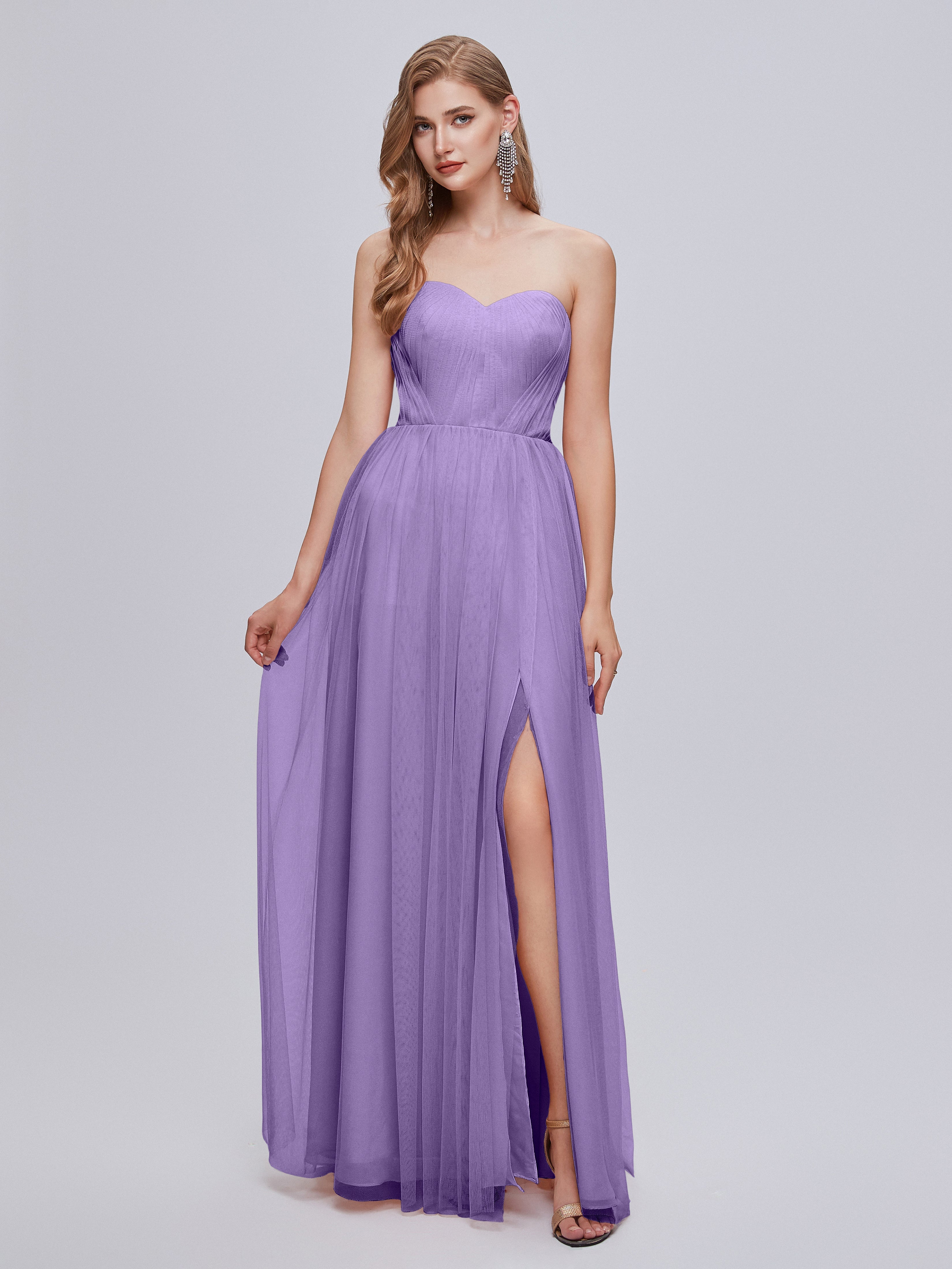 Robes De Demoiselle D'Honneur Tahiti Convertible Fendue Tulle Robe De Demoiselle D'Honneur