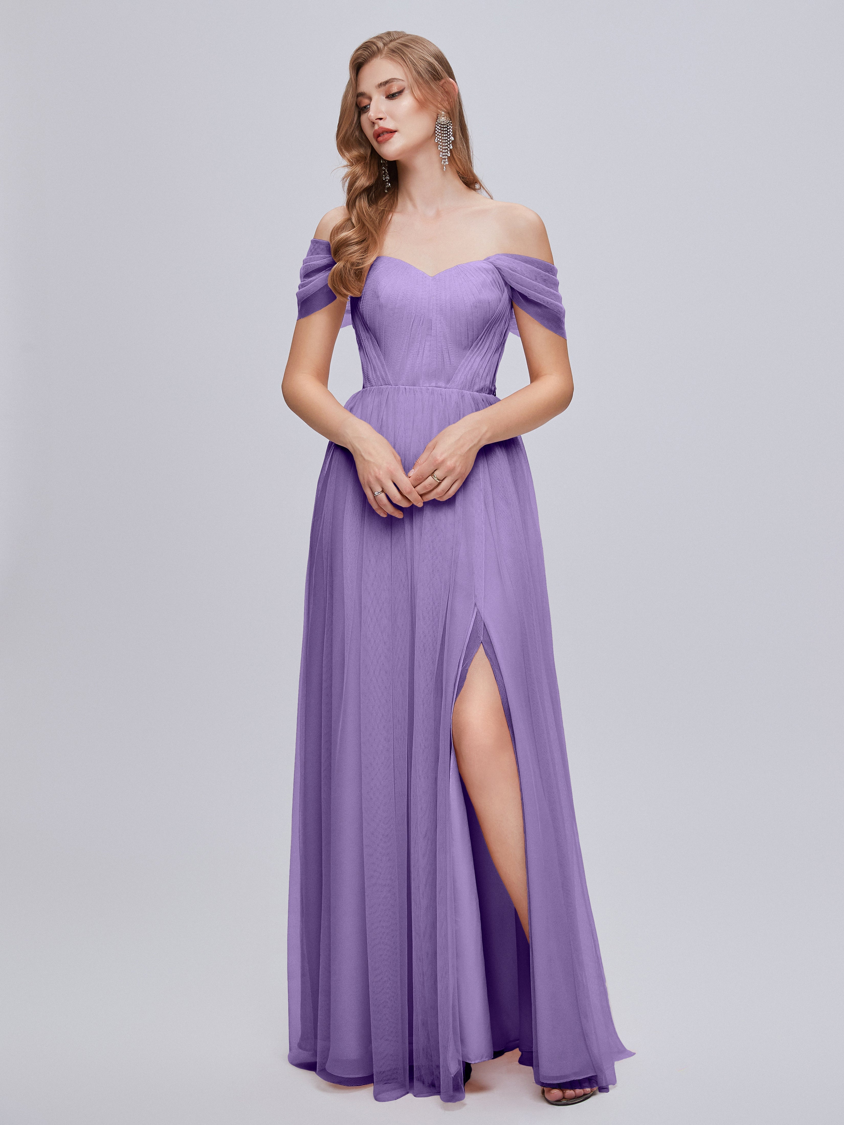 Robes De Demoiselle D'Honneur Tahiti Convertible Fendue Tulle Robe De Demoiselle D'Honneur