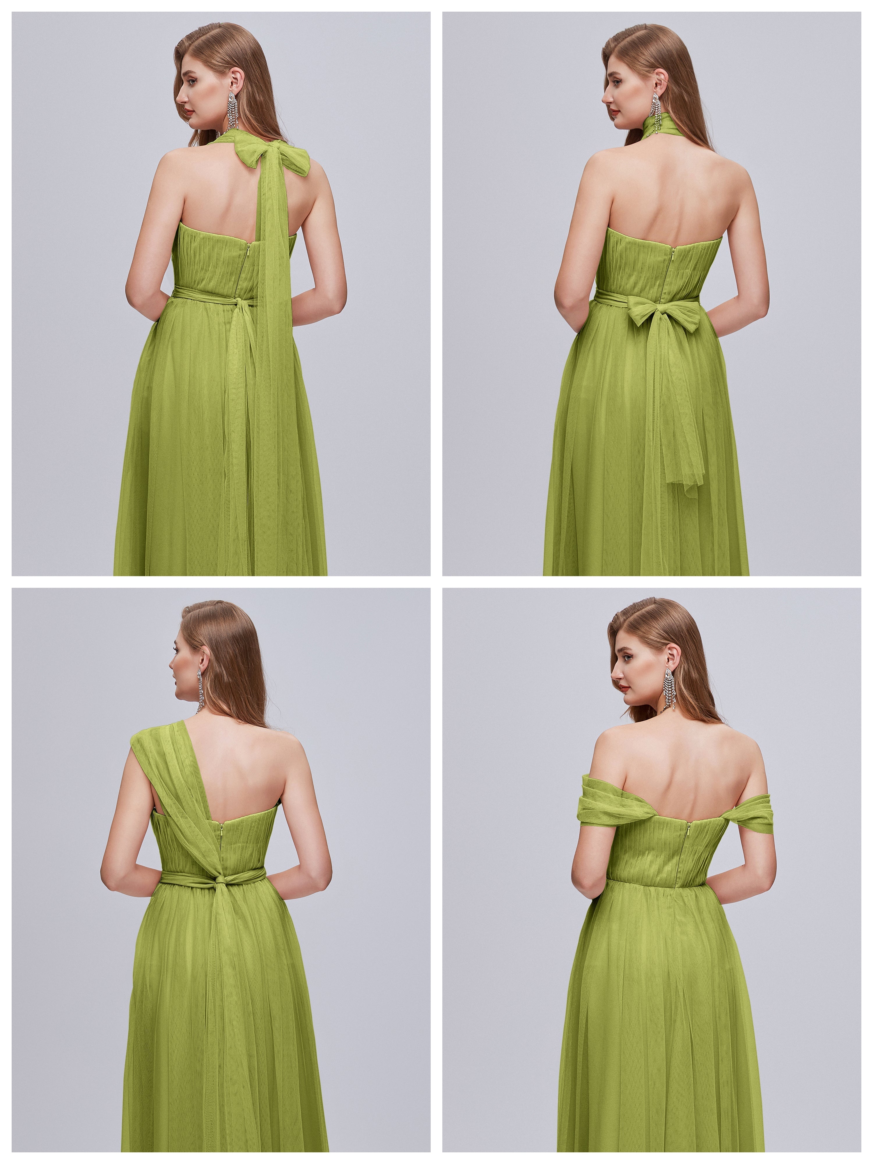 Robes De Demoiselle D'Honneur Trèfle Convertible Fendue Tulle Robe De Demoiselle D'Honneur