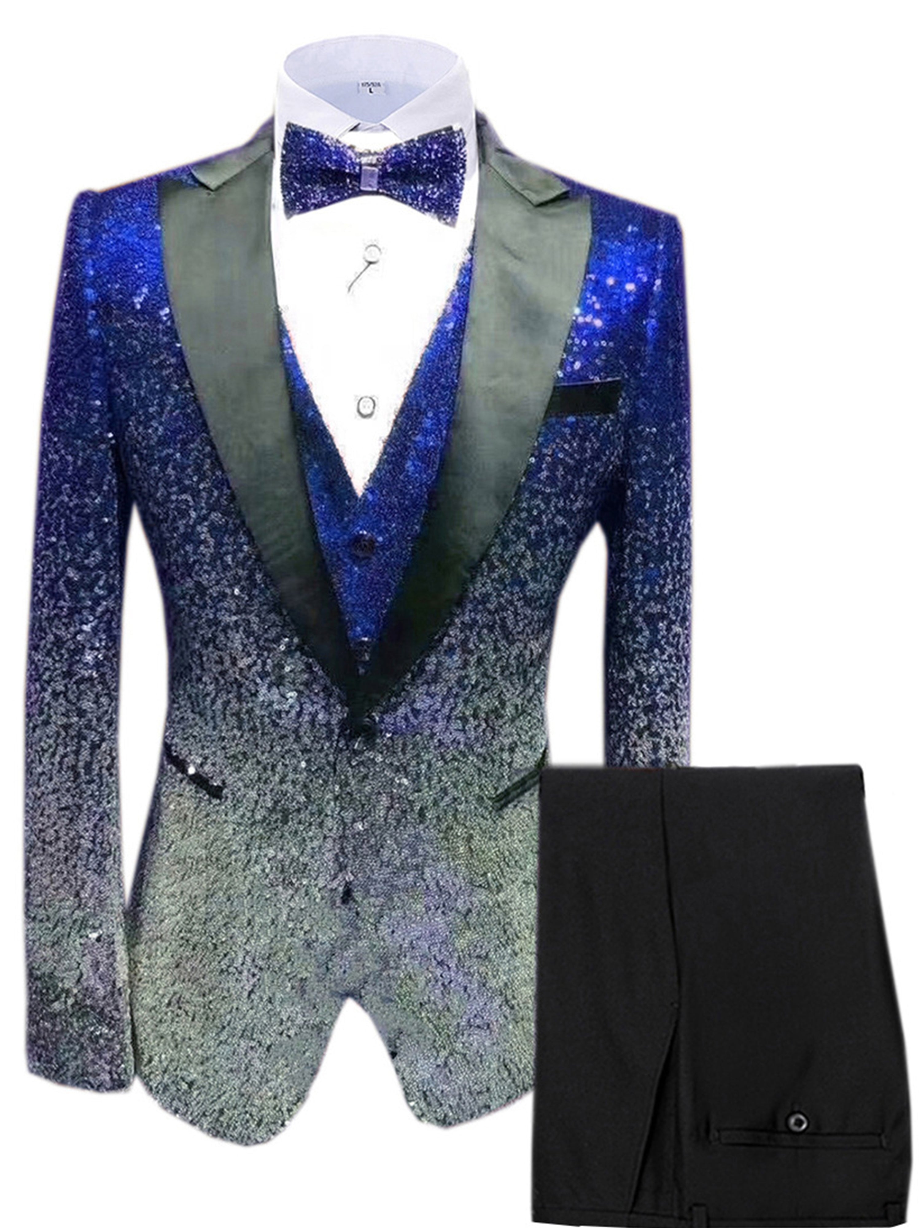 Costume de mariage 3 pièces à Paillettes pour hommes