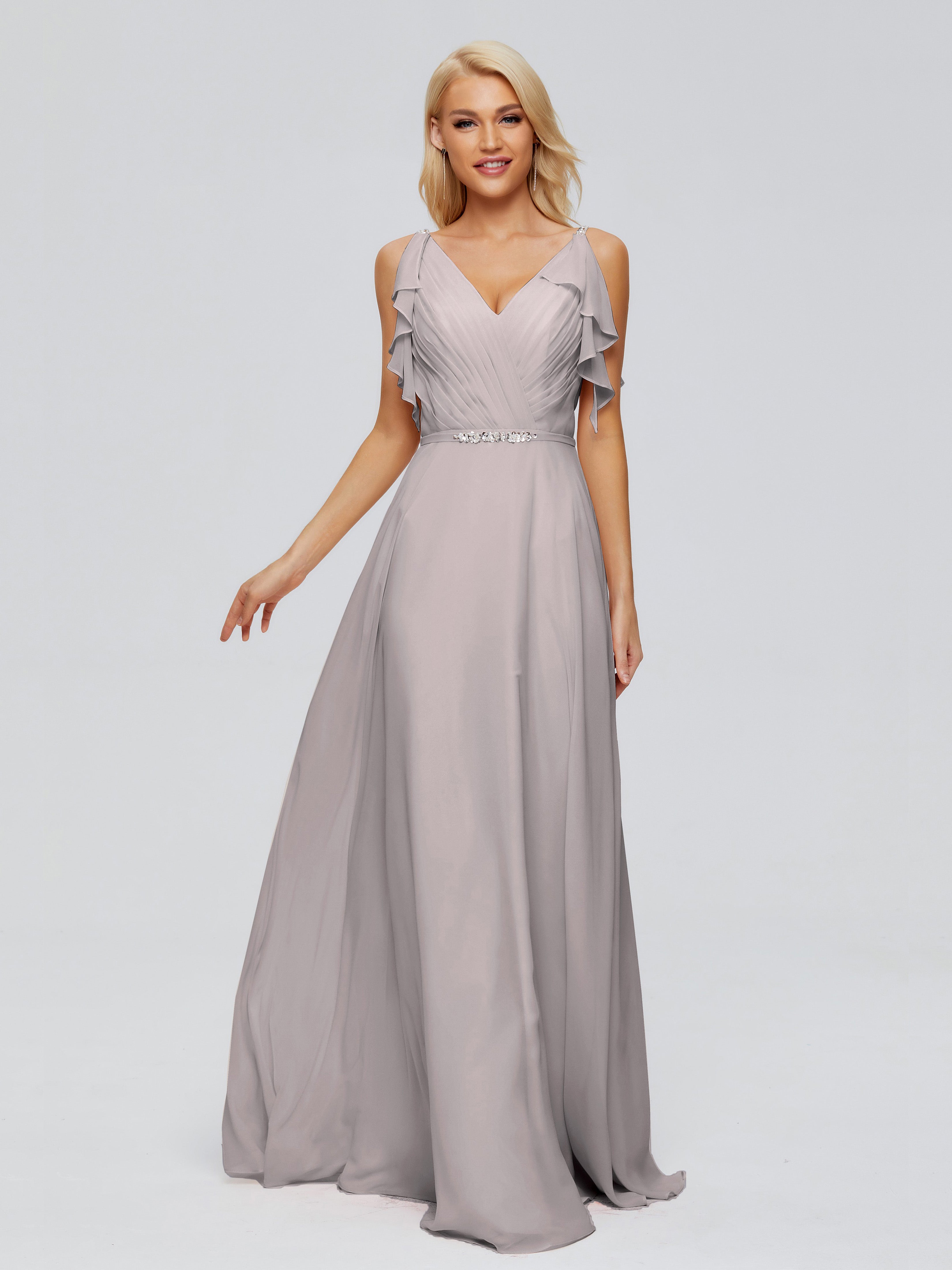 Robe Demoiselle D Honneur Argent Trapèze Dos En V Robes Demoiselle D'Honneur