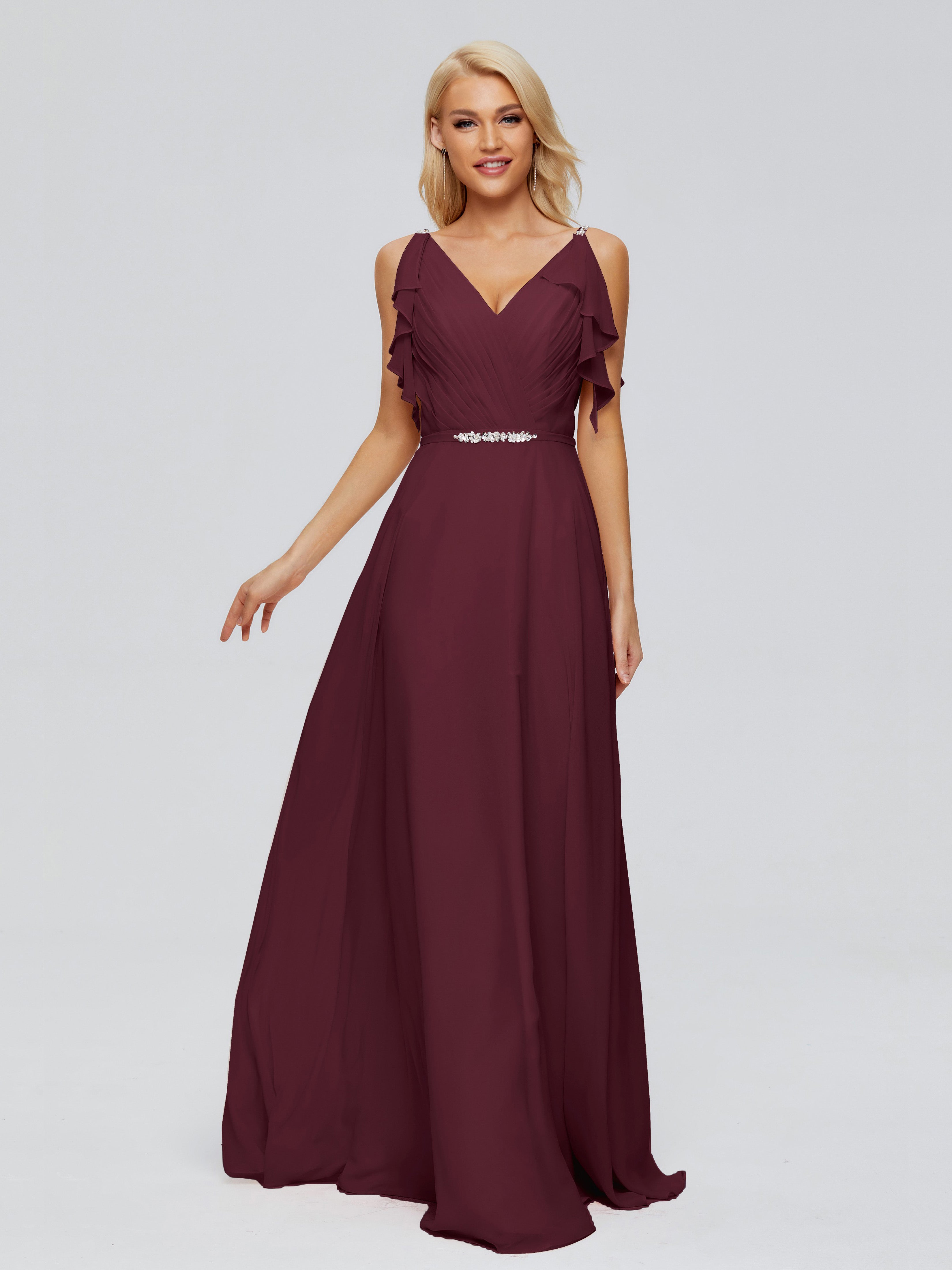Robes De Demoiselle D'Honneur Cabernet A-ligne Dos En V Robes Demoiselle D'Honneur