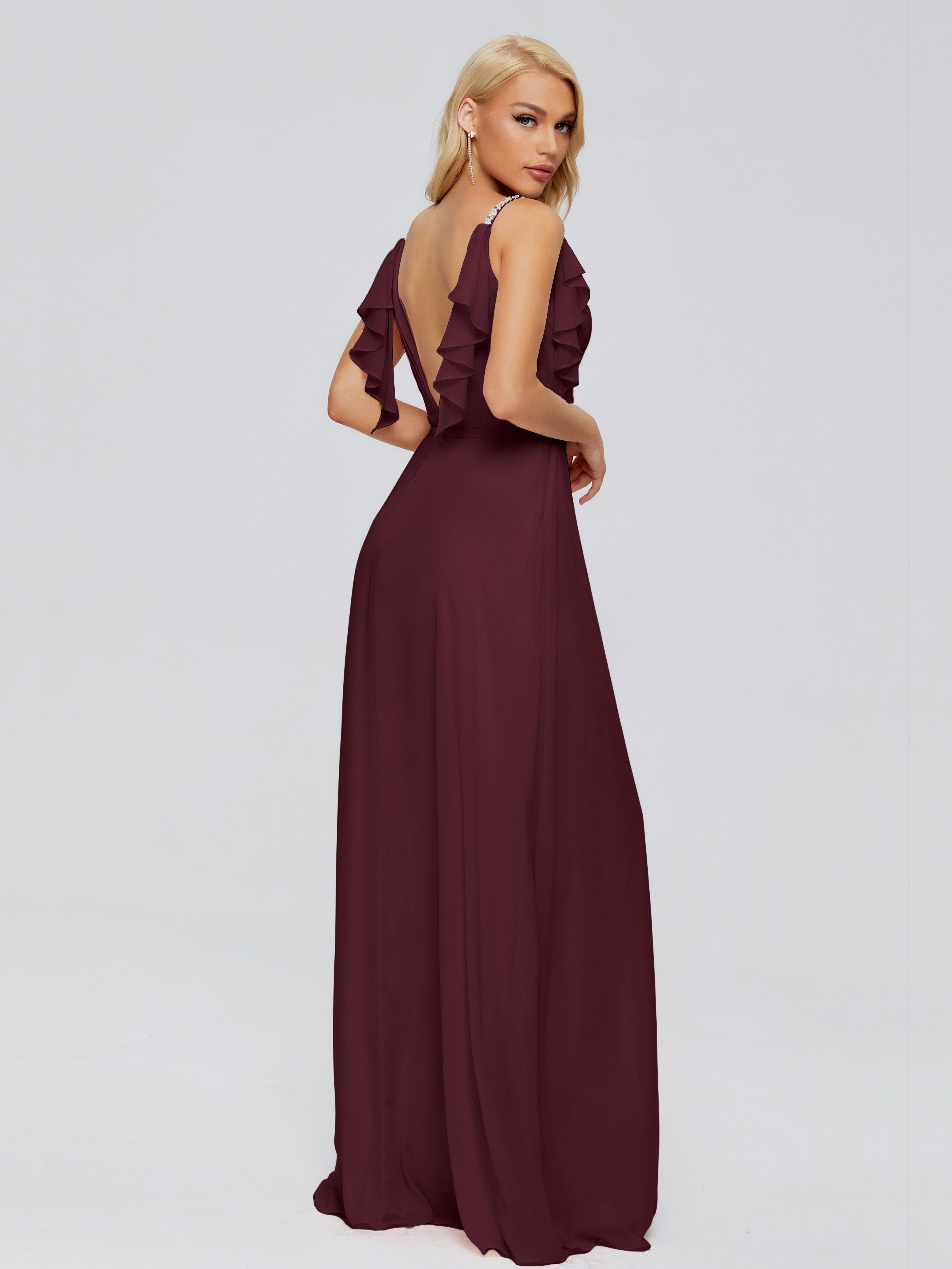 Robes De Demoiselle D'Honneur Cabernet A-ligne Dos En V Robes Demoiselle D'Honneur