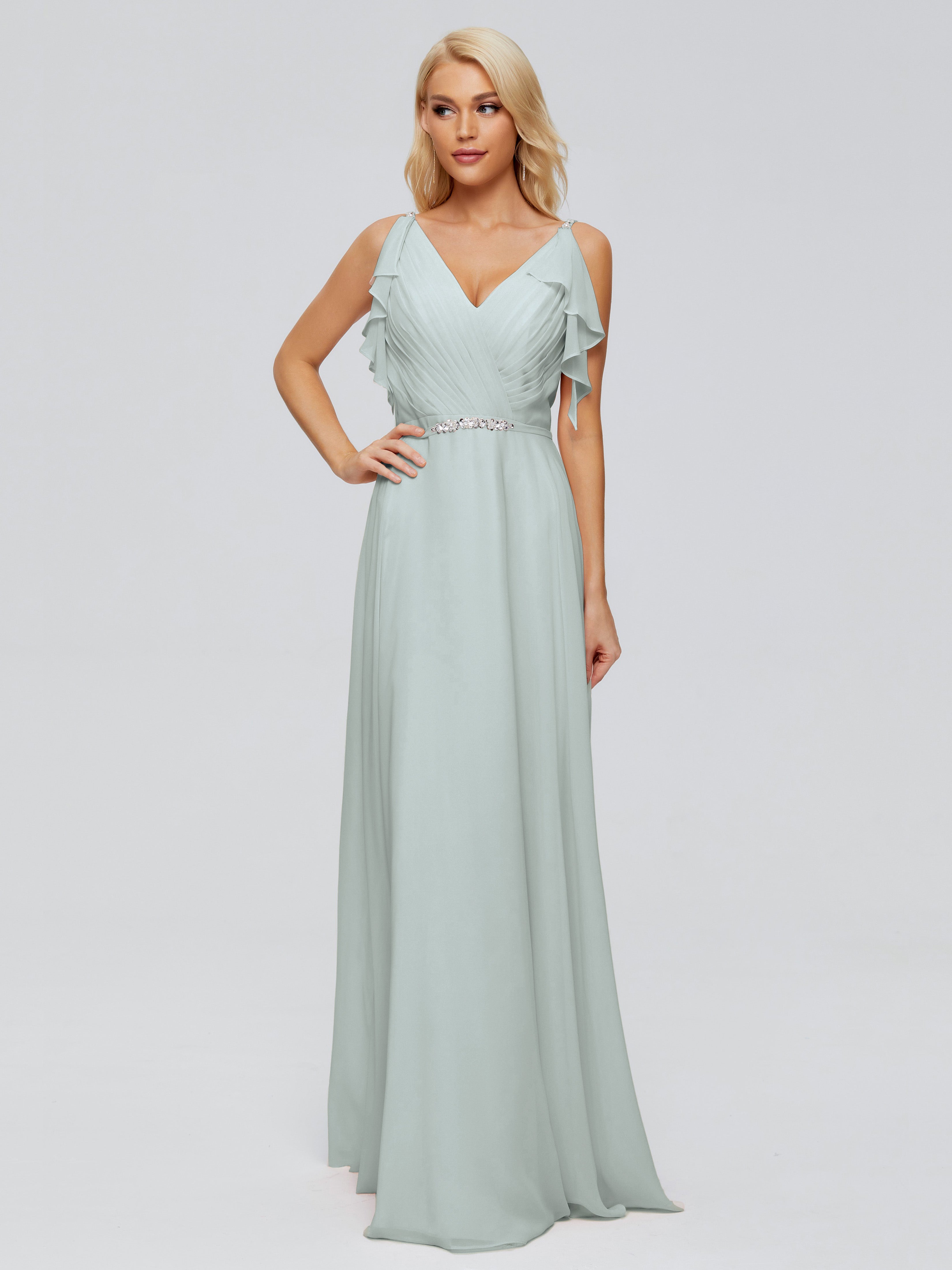 Robe Demoiselle D Honneur Celadon Trapèze Dos En V Robes Demoiselle D'Honneur