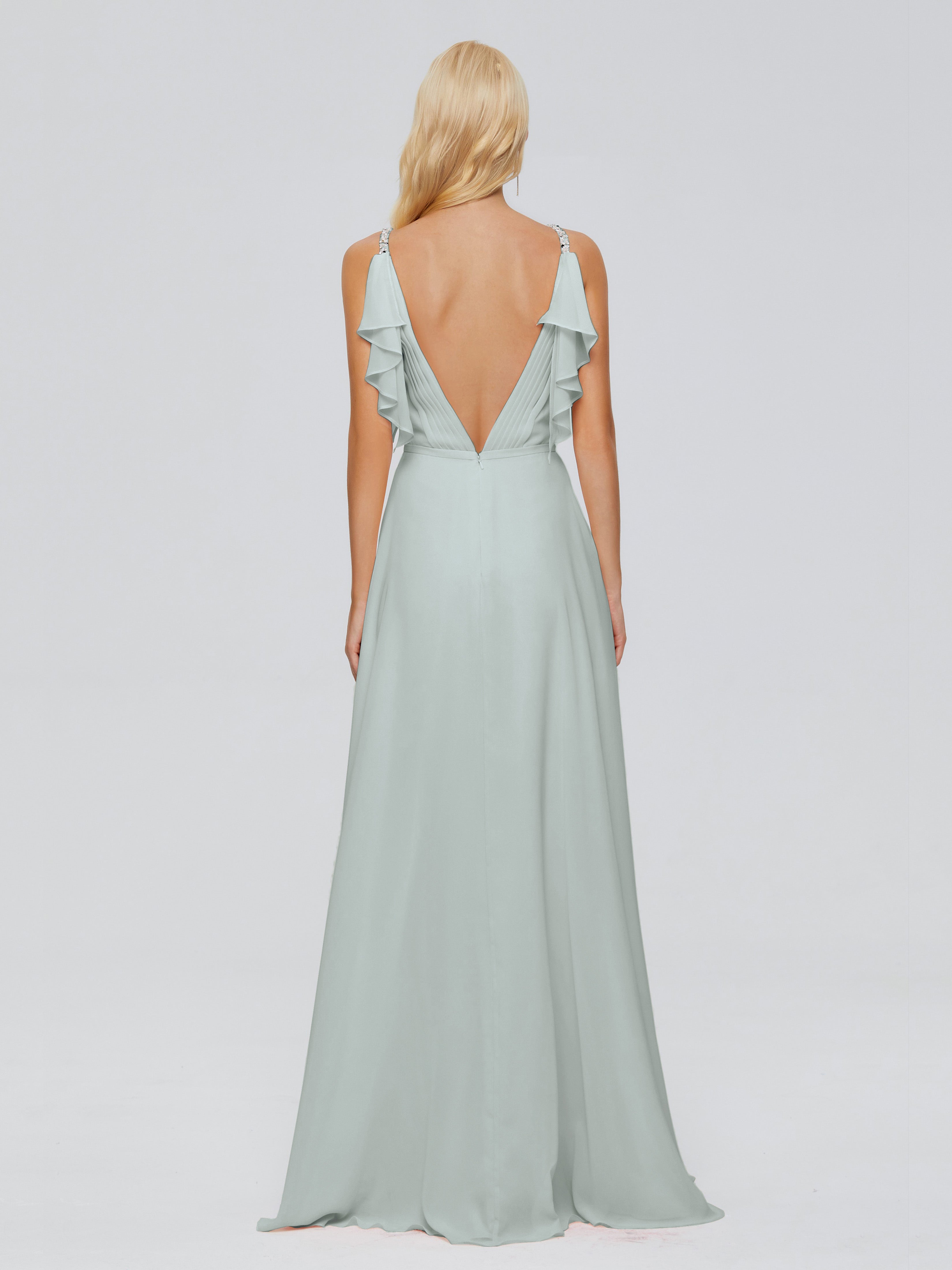 Robe Demoiselle D Honneur Celadon Trapèze Dos En V Robes Demoiselle D'Honneur