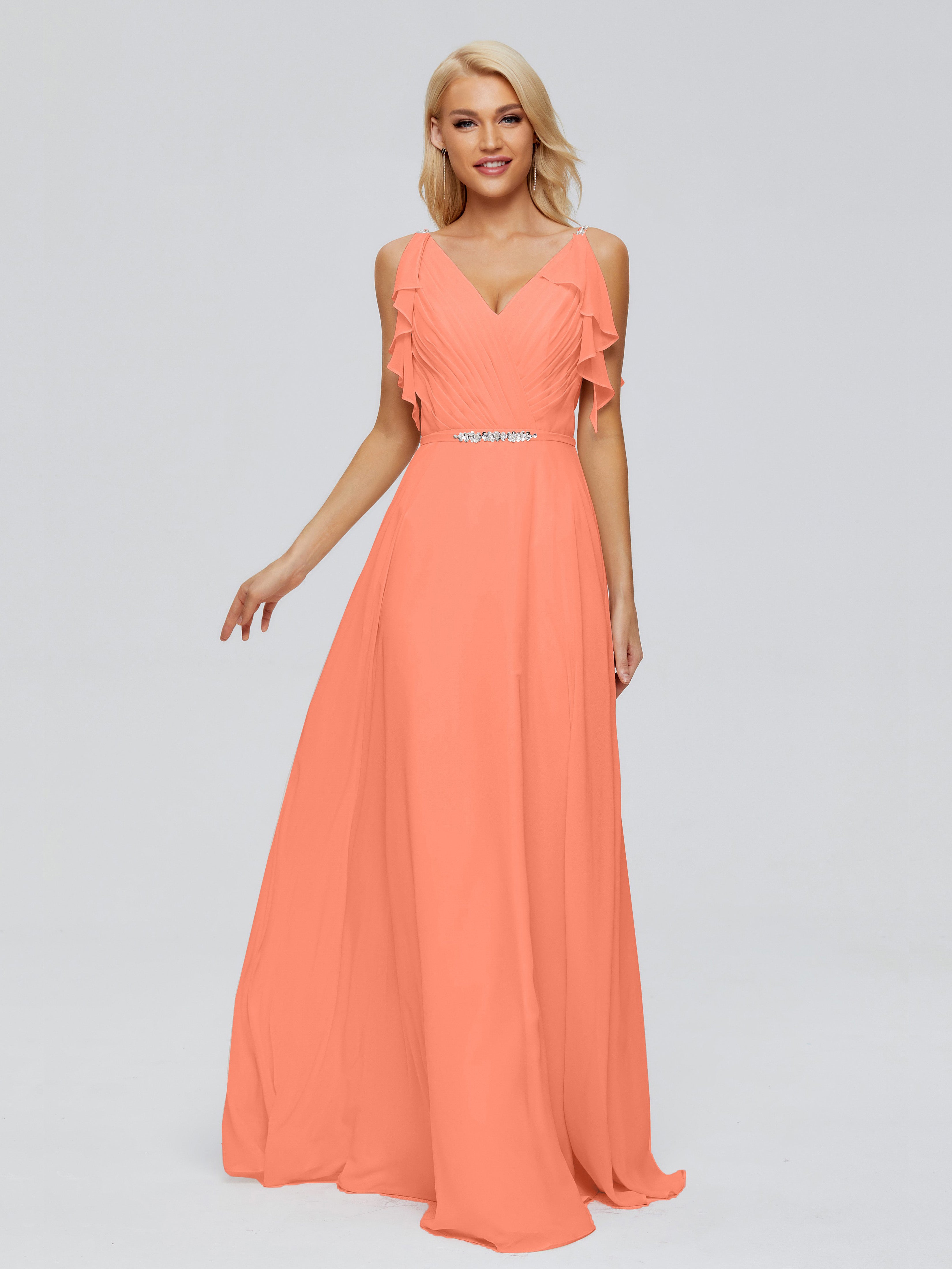 Robes De Demoiselle D'Honneur Coucher De Soleil A-ligne Dos En V Robes Demoiselle D'Honneur