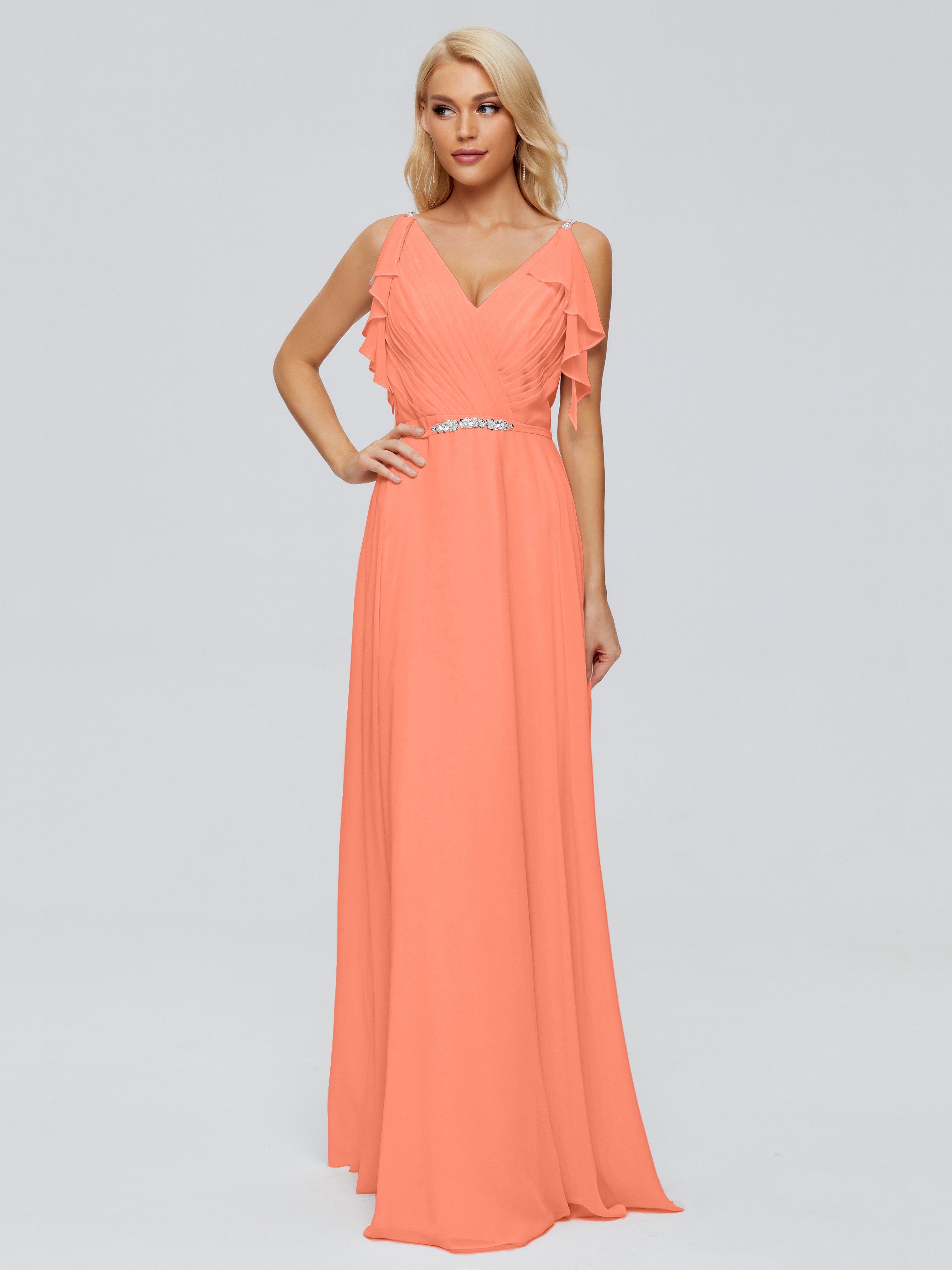 Robes De Demoiselle D'Honneur Coucher De Soleil A-ligne Dos En V Robes Demoiselle D'Honneur