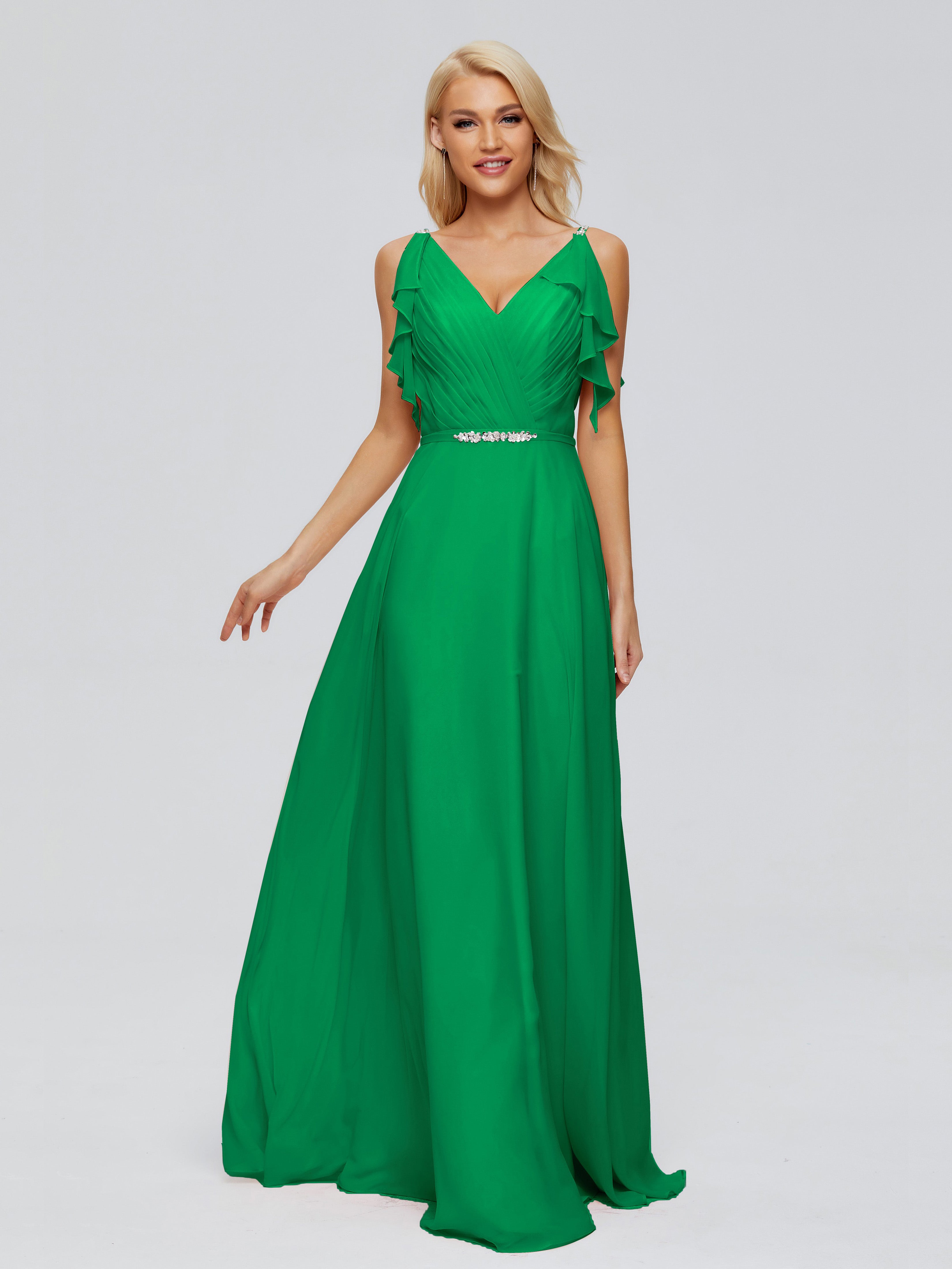 Robes De Demoiselle D'Honneur Vert Menthe Trapèze Dos En V Robes Demoiselle D'Honneur