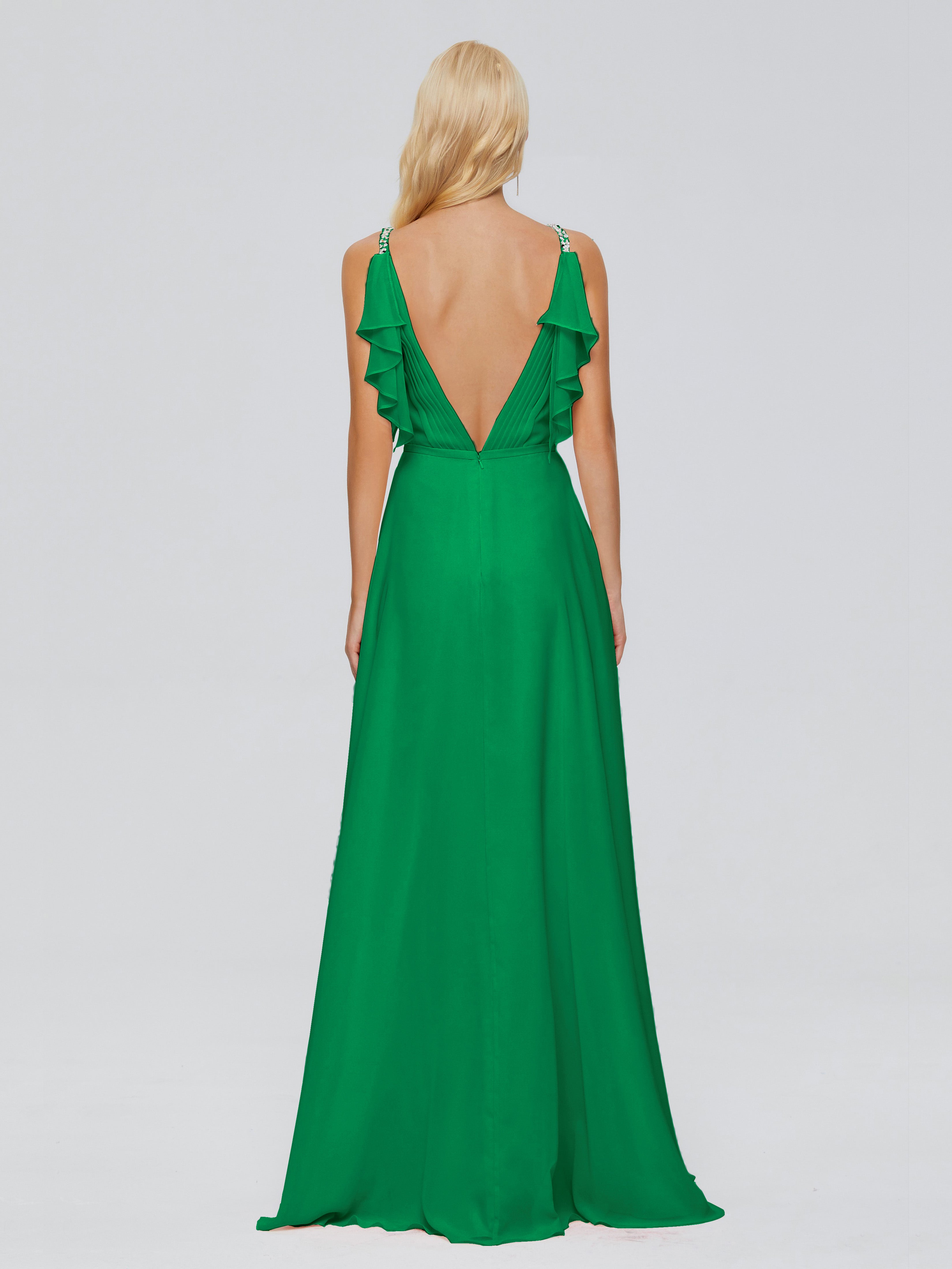 Robes De Demoiselle D'Honneur Vert Menthe Trapèze Dos En V Robes Demoiselle D'Honneur