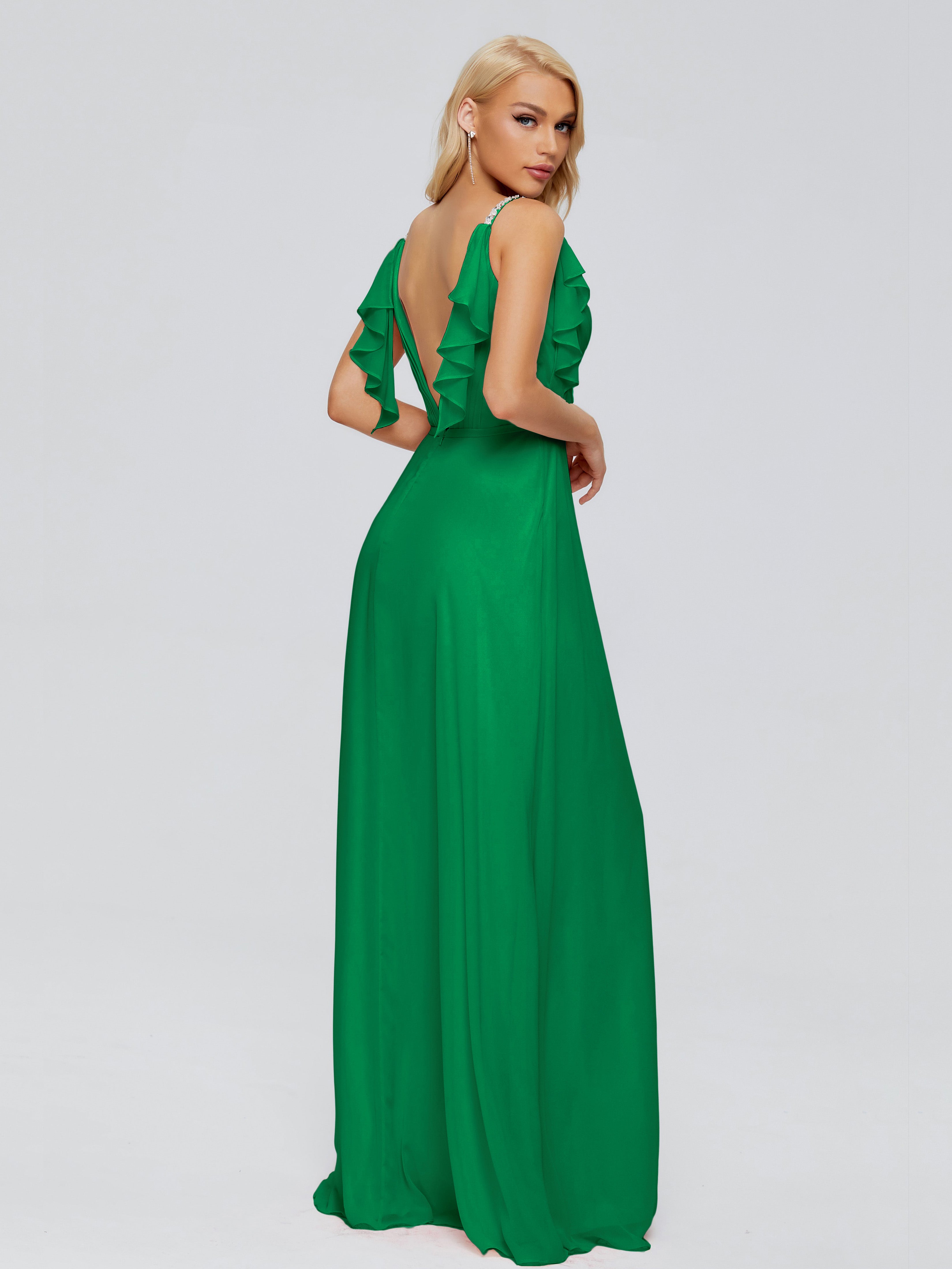 Robes De Demoiselle D'Honneur Vert Menthe Trapèze Dos En V Robes Demoiselle D'Honneur