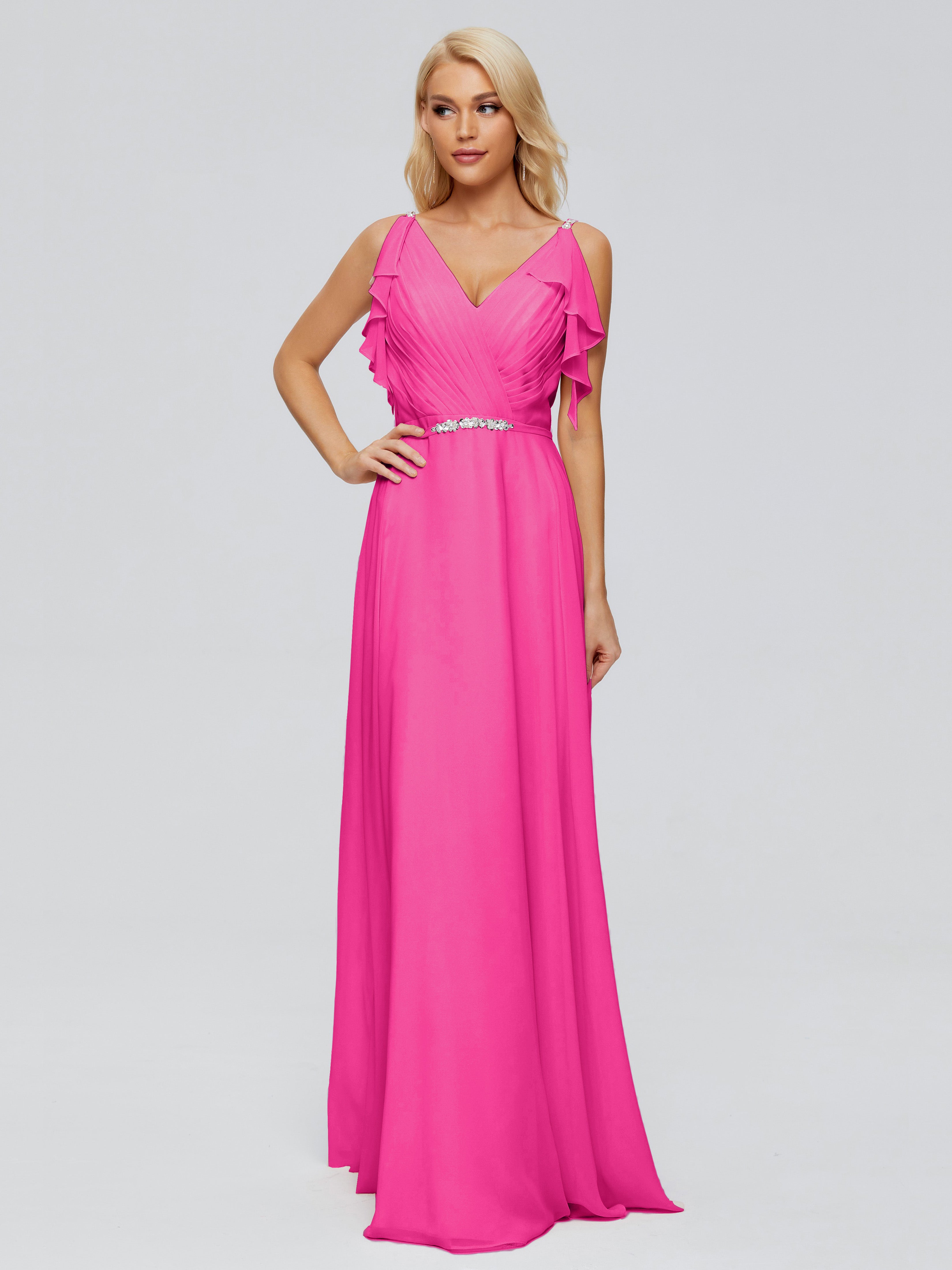 Robe De Demoiselle D Honneur Fuchsia Trapèze Dos En V Robes Demoiselle D'Honneur