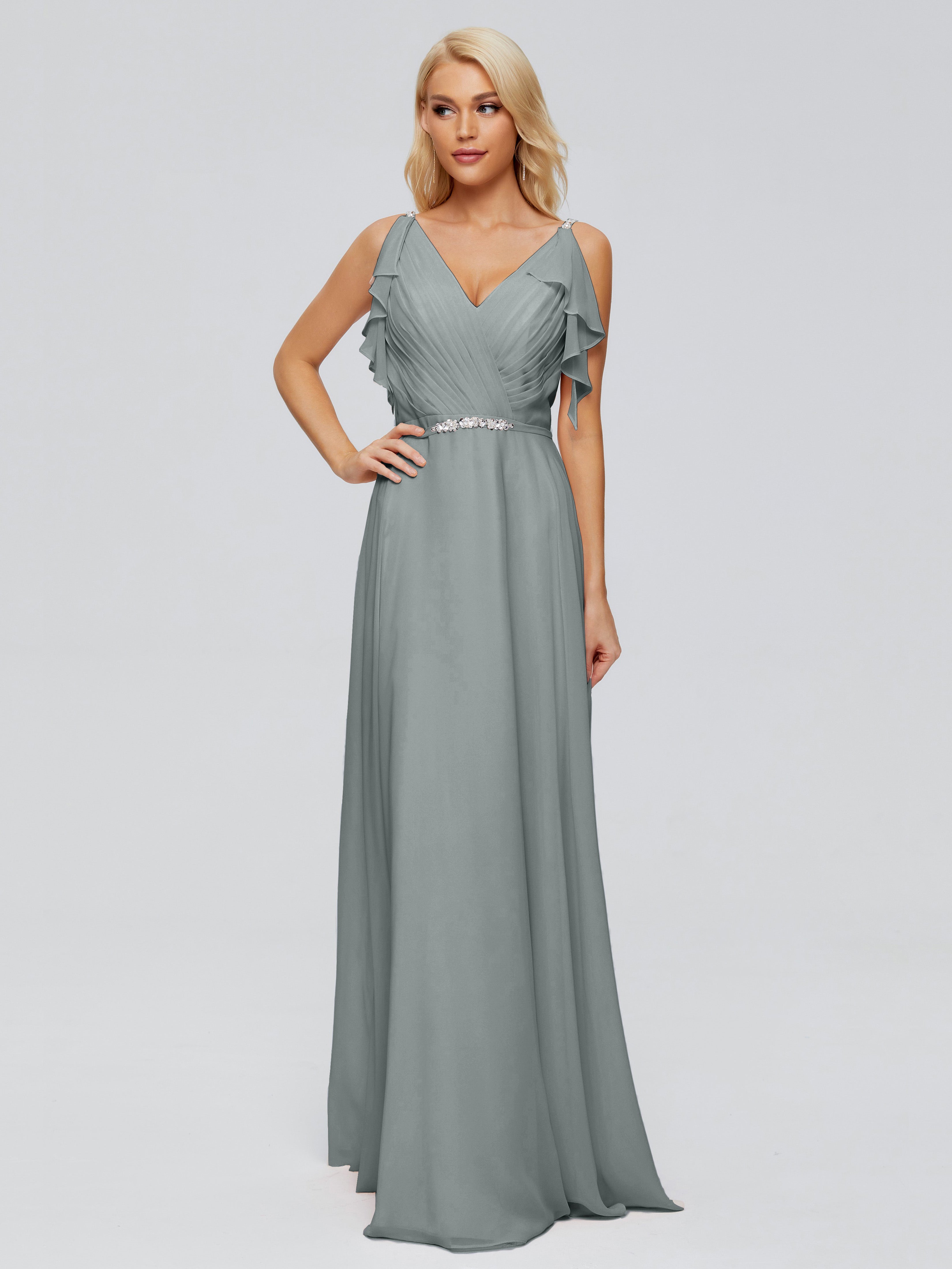 Robe De Demoiselle D Honneur Gris Trapèze Dos En V Robes Demoiselle D'Honneur