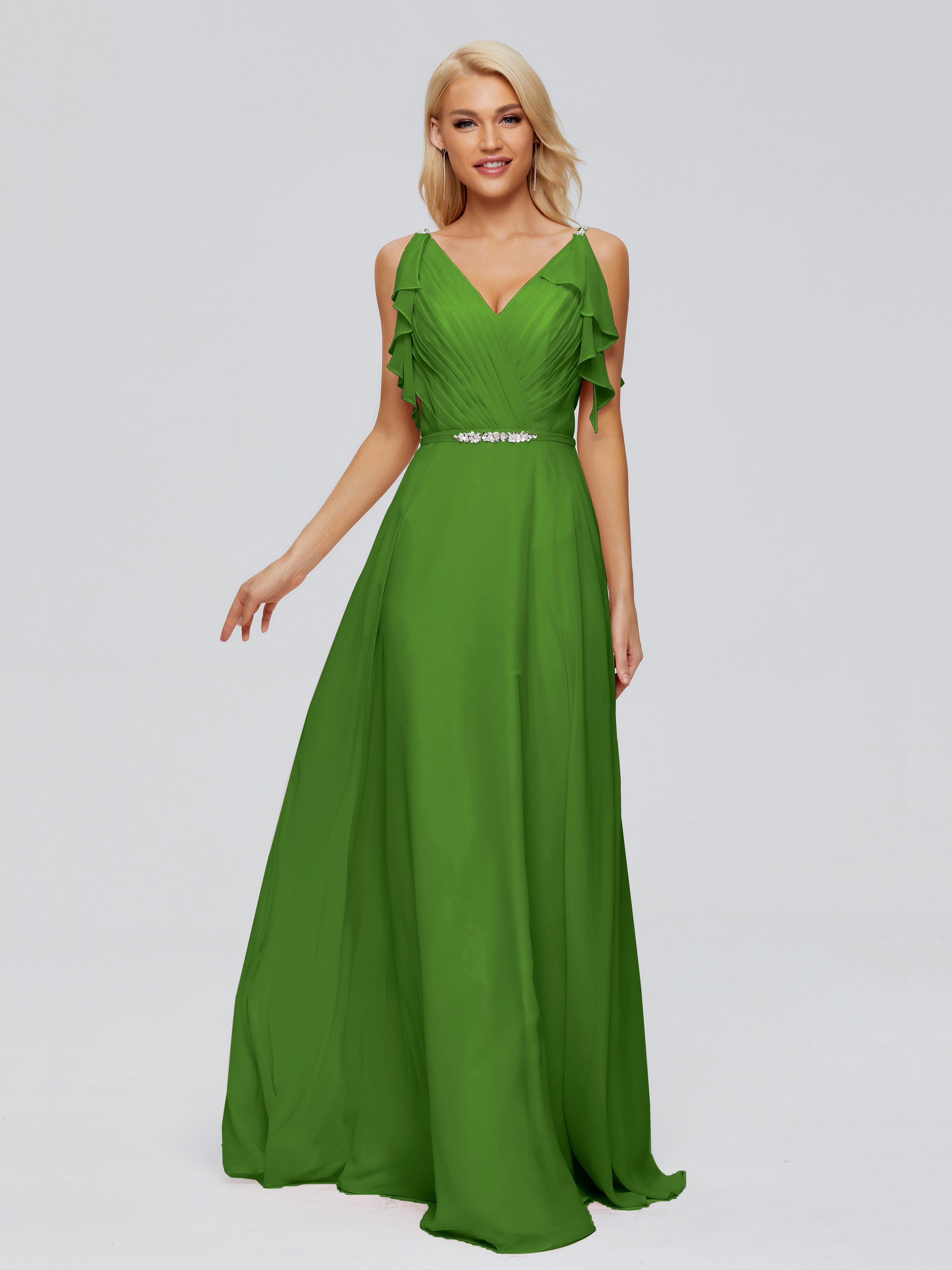 Robe Vert Demoiselle D Honneur Trapèze Dos En V Robes Demoiselle D'Honneur
