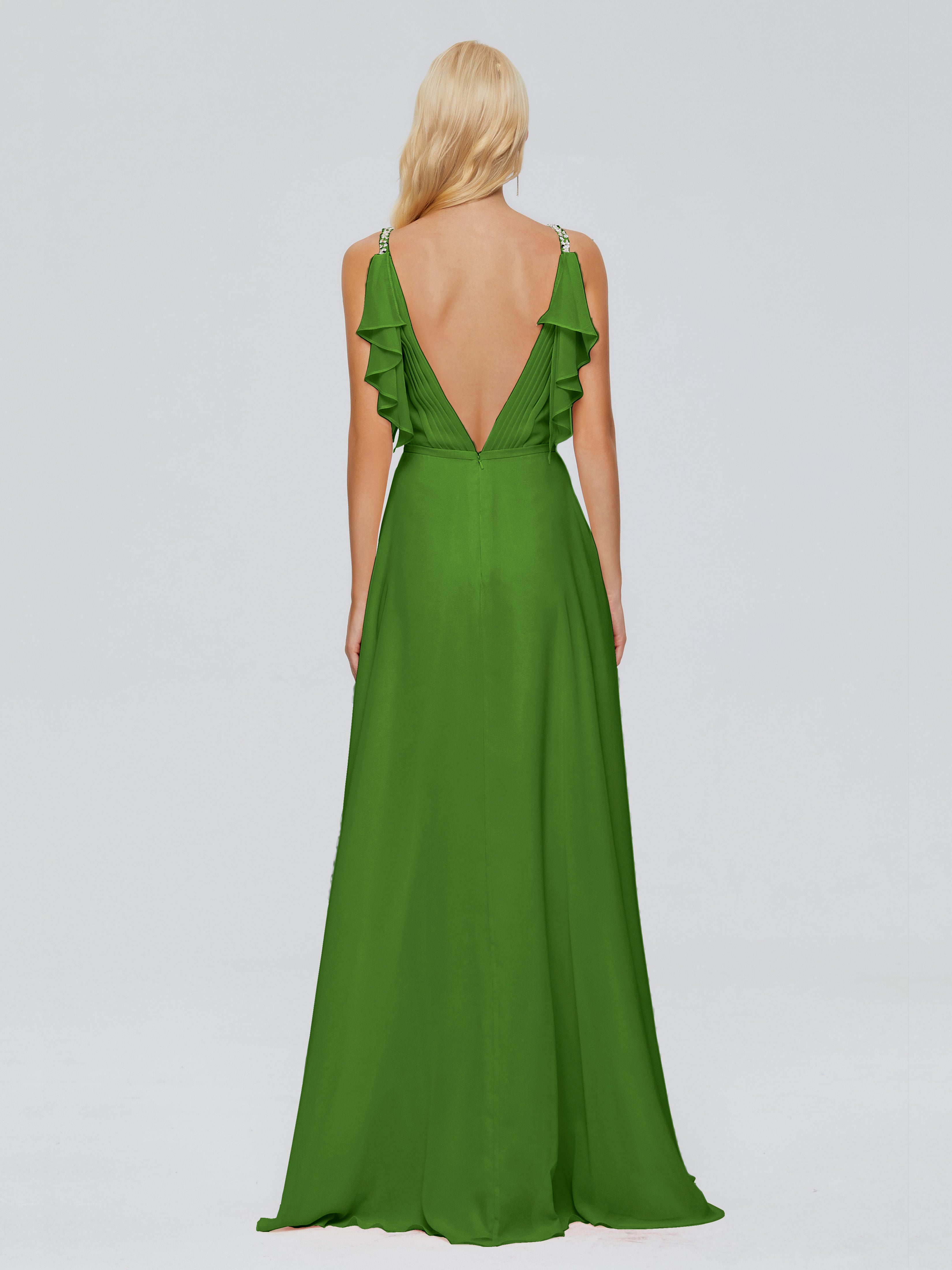 Robe Vert Demoiselle D Honneur Trapèze Dos En V Robes Demoiselle D'Honneur