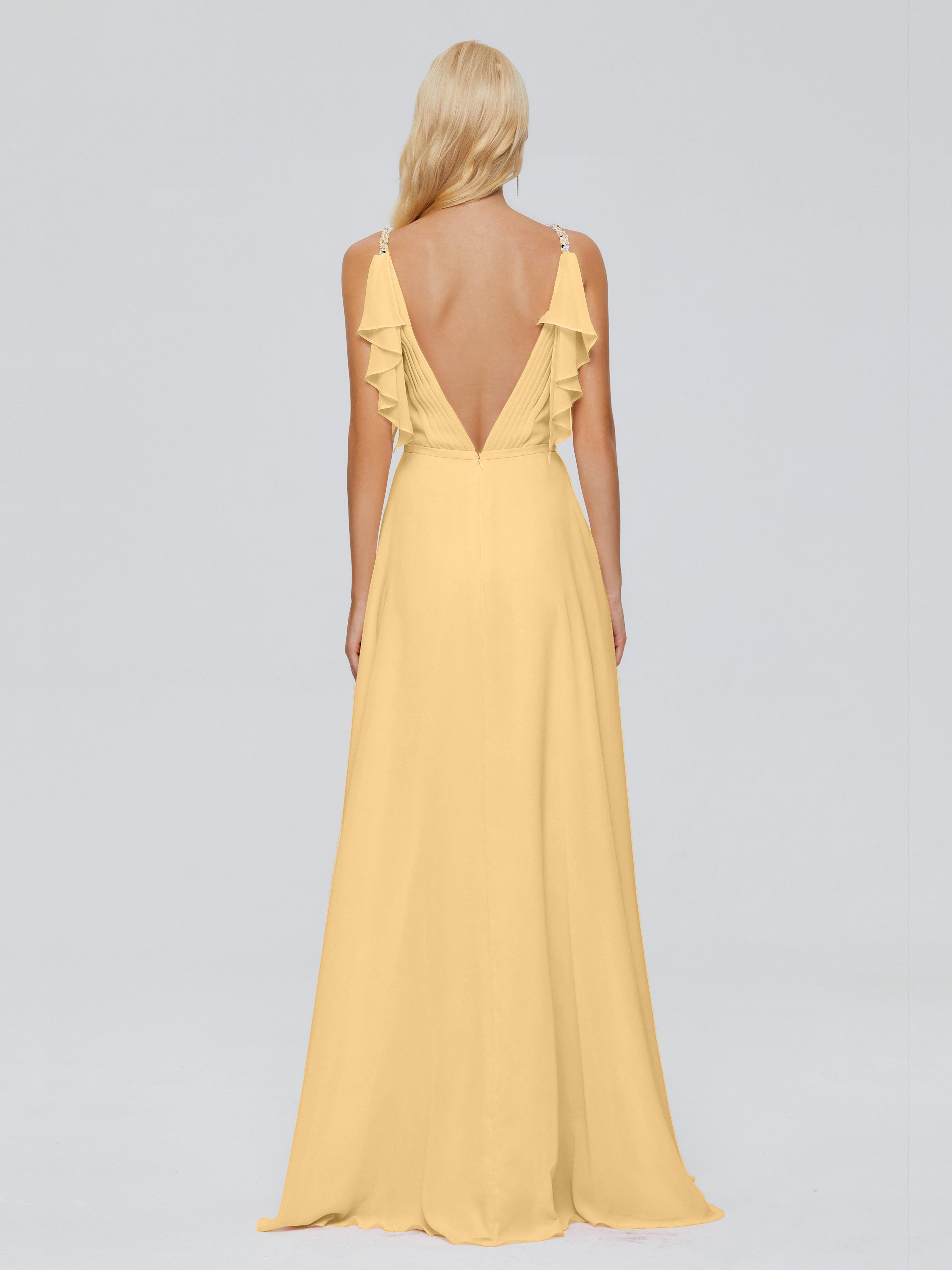 Robe Dorée Demoiselle D Honneur Trapèze Dos En V Robes Demoiselle D'Honneur