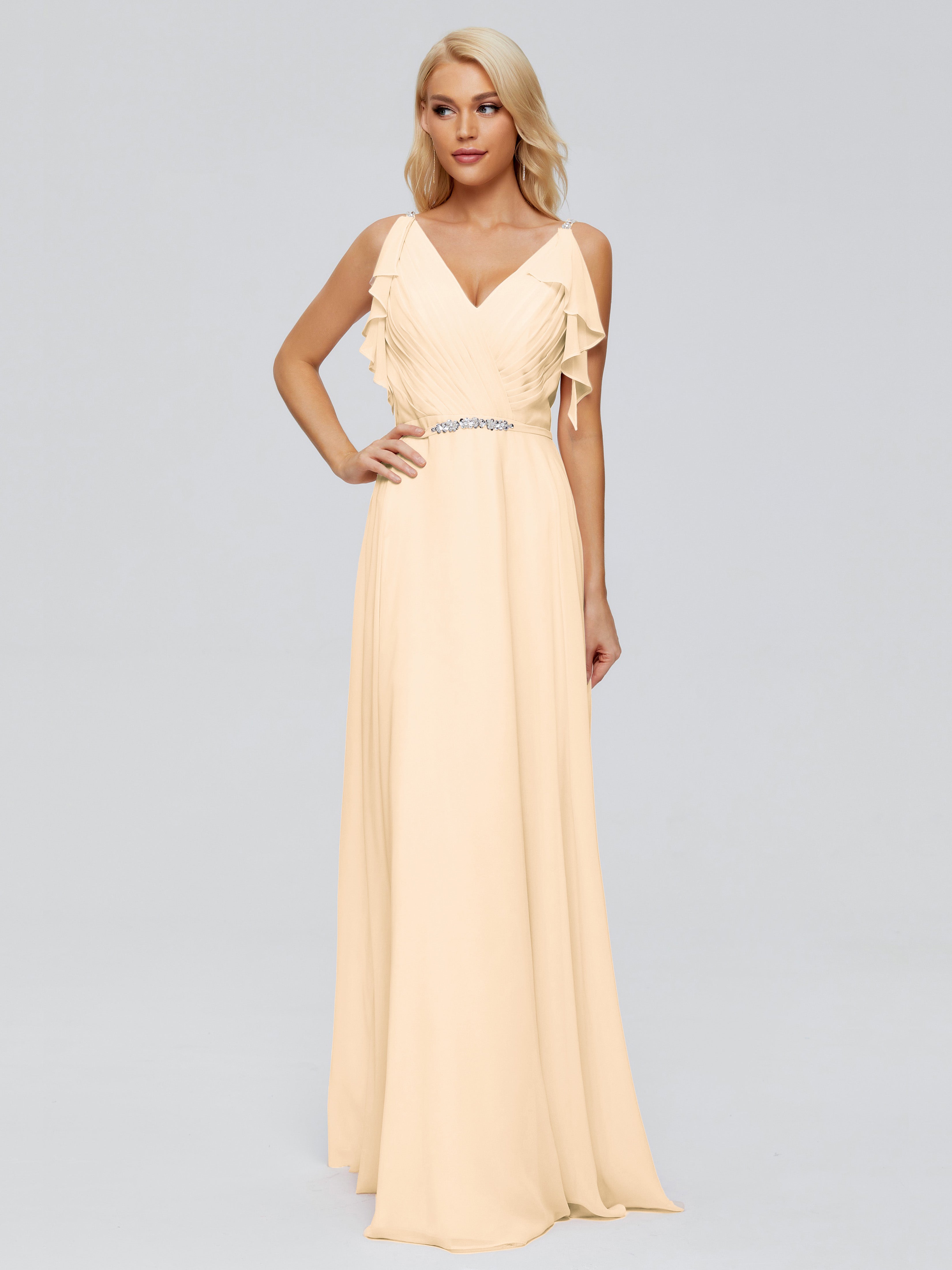 Robe Demoiselle D Honneur Rose Peche Trapèze Dos En V Robes Demoiselle D'Honneur