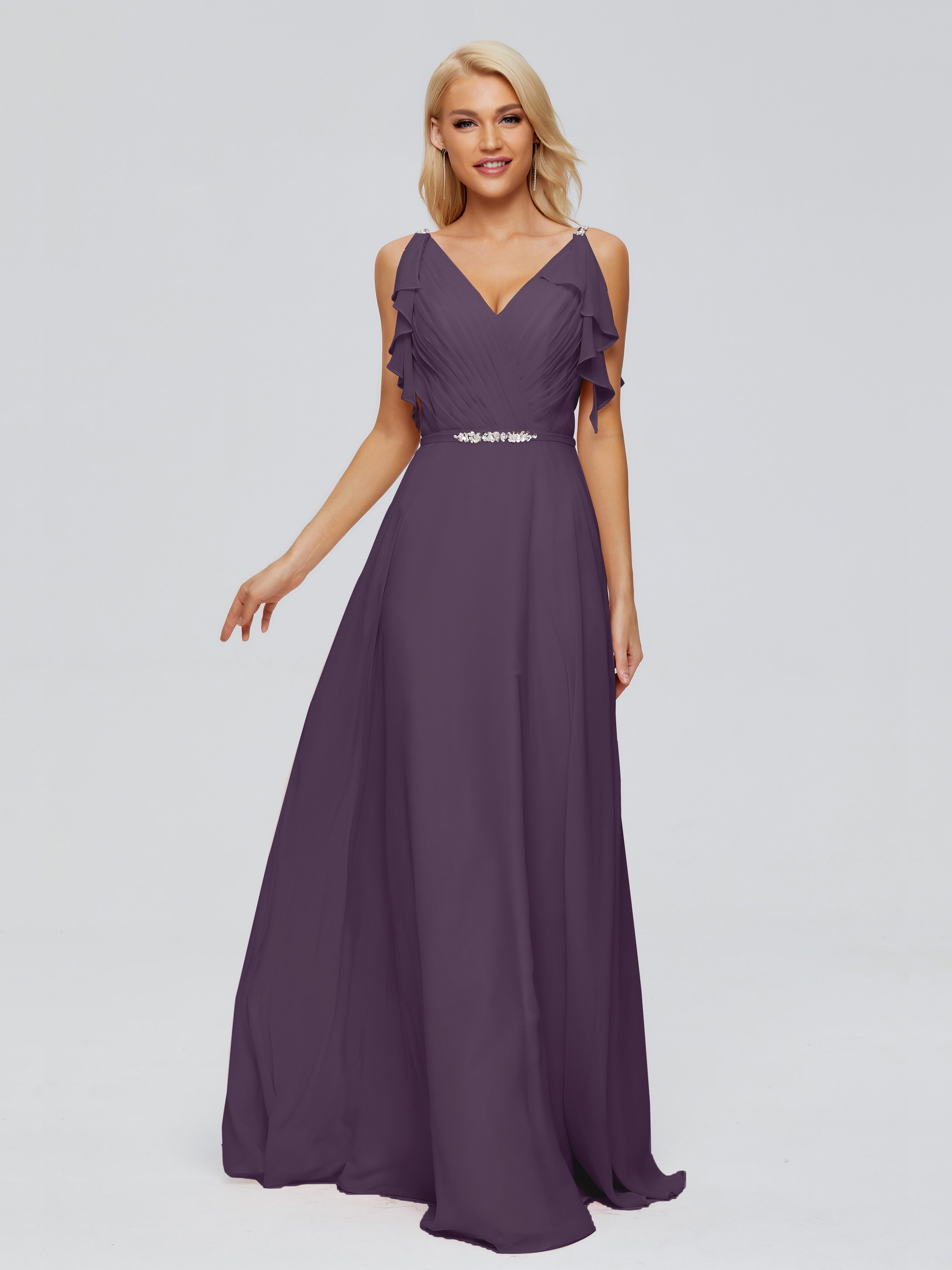 Robe De Demoiselle D'Honneur En Plum Trapèze Dos En V Robes Demoiselle D'Honneur